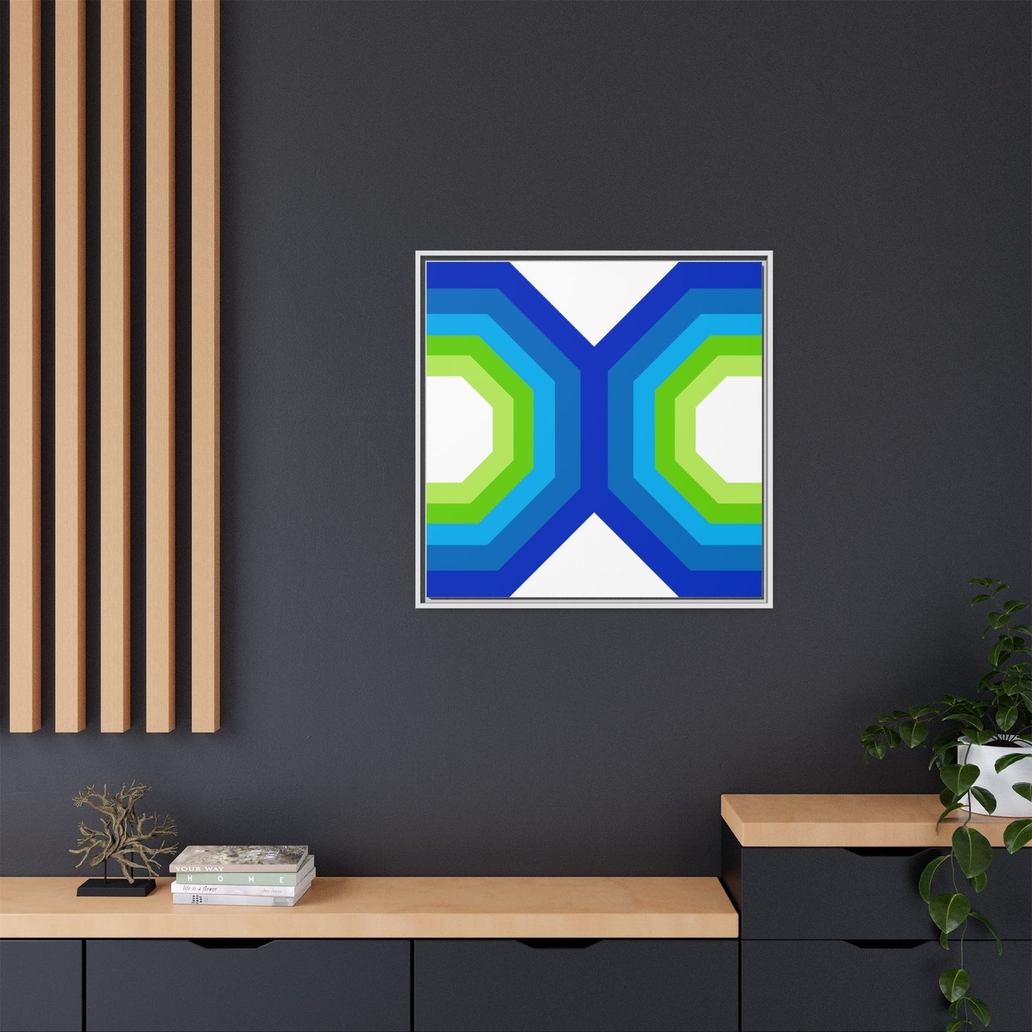 Modern Framed Geometric Canvas Art | Bold Color Meets Clean Framing