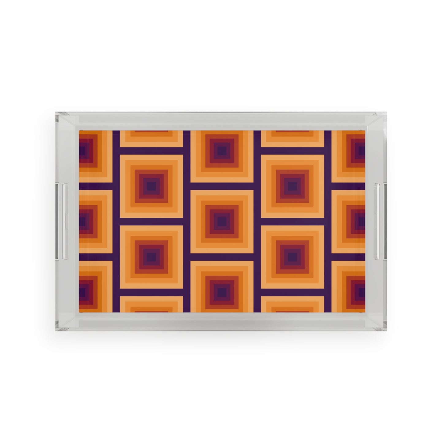Modern Acrylic Tray with Bold Geometric Artwork
