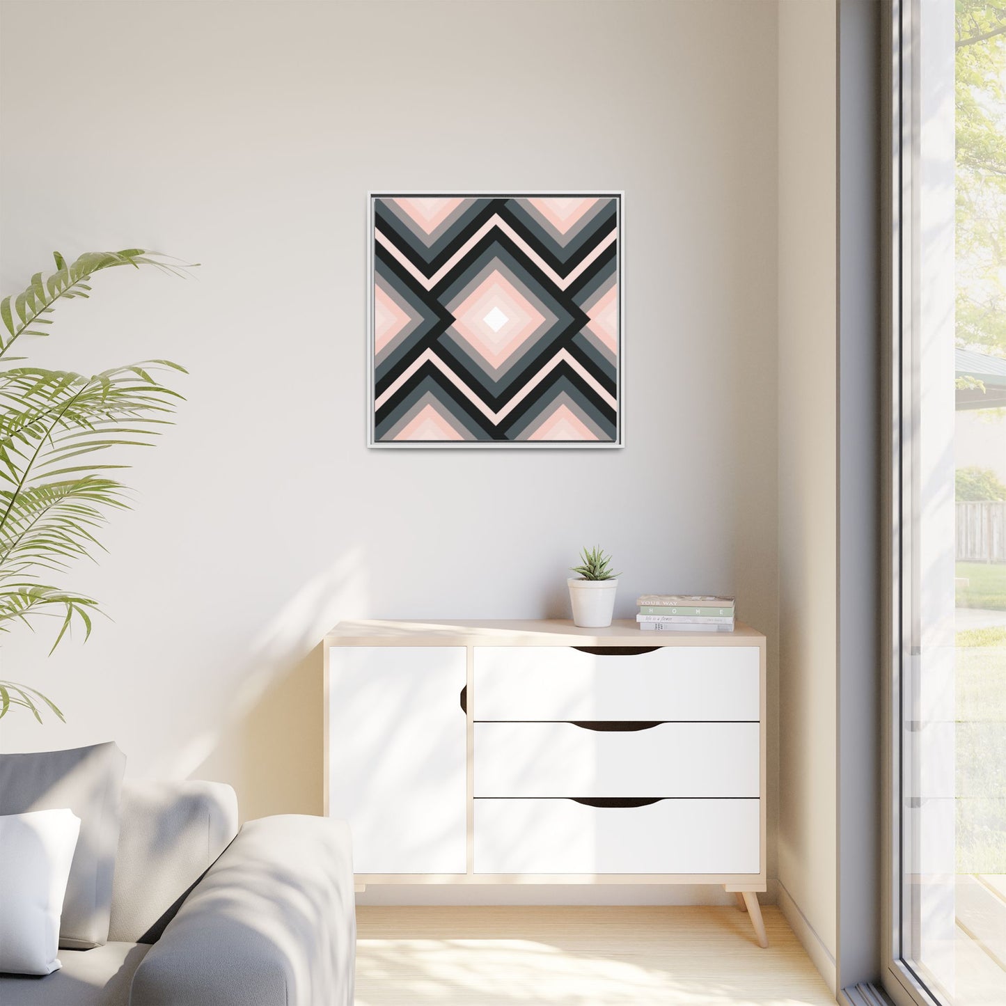 Modern Framed Geometric Canvas Art | Bold Color Meets Clean Framing