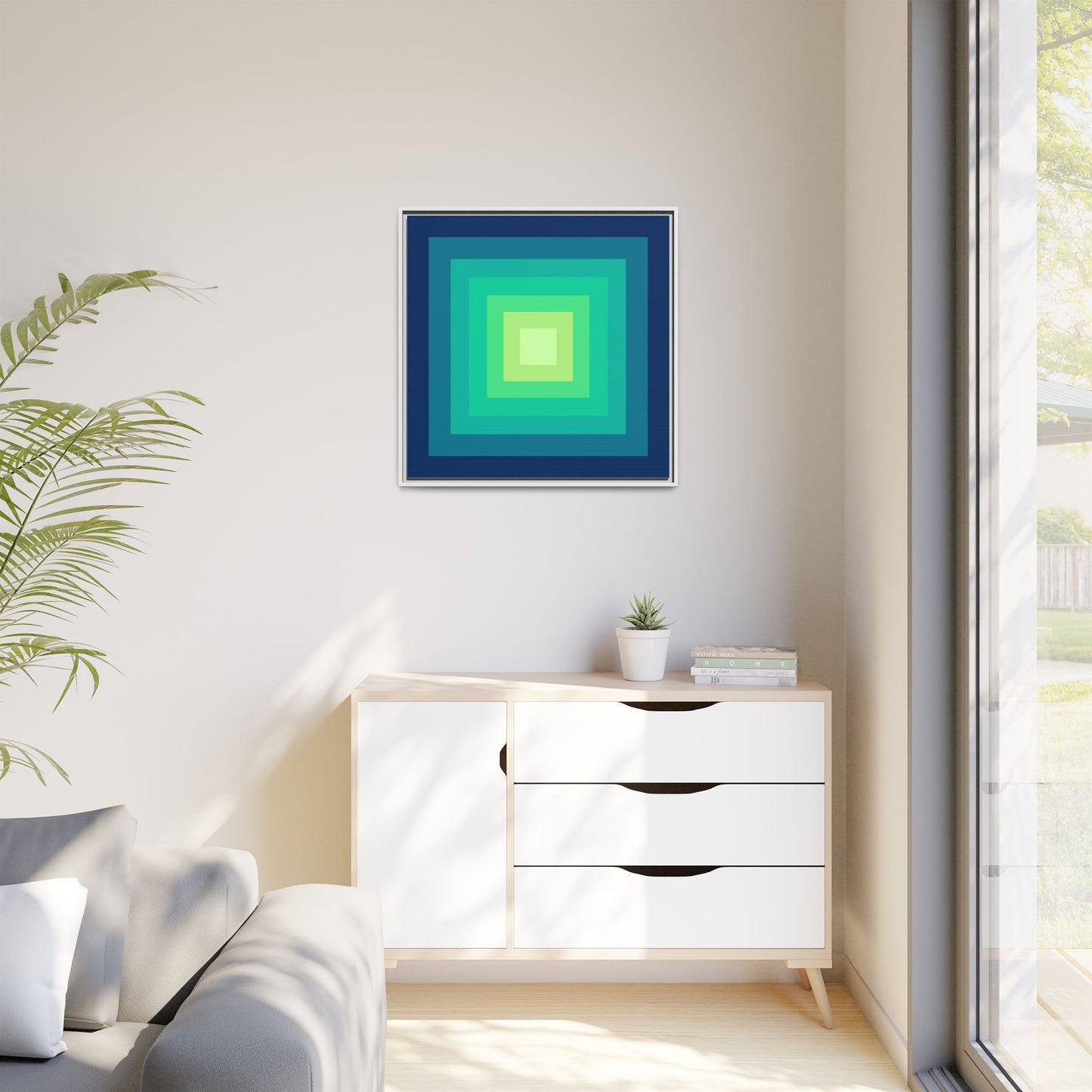 Modern Framed Geometric Canvas Art | Bold Color Meets Clean Framing
