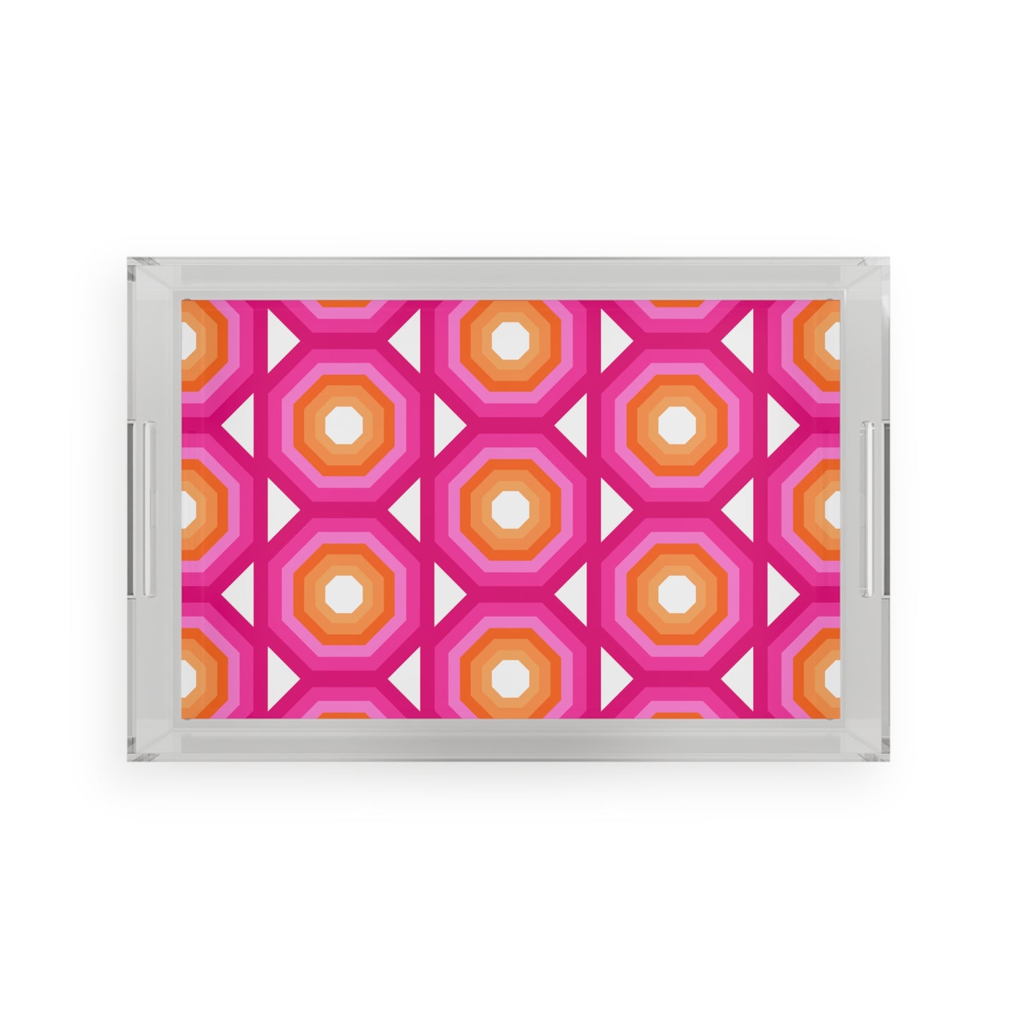 Modern Acrylic Tray with Bold Geometric Artwork