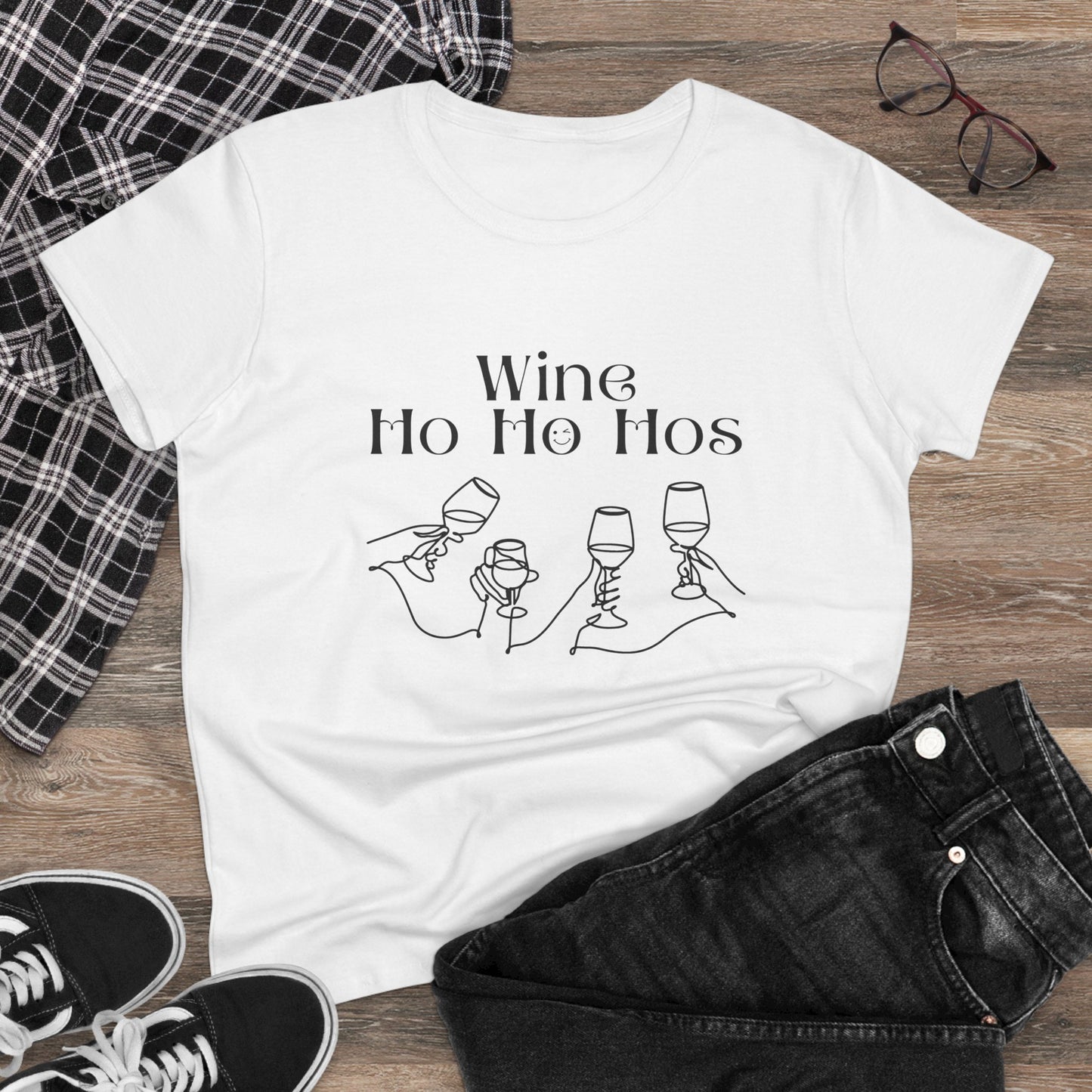 Funny Wine T-Shirt for Women | Wine Ho Ho Hos Tee