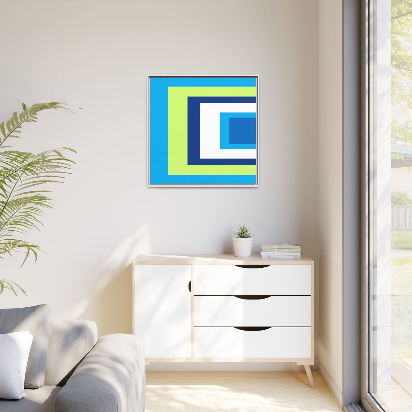 Modern Framed Geometric Canvas Art | Bold Color Meets Clean Framing