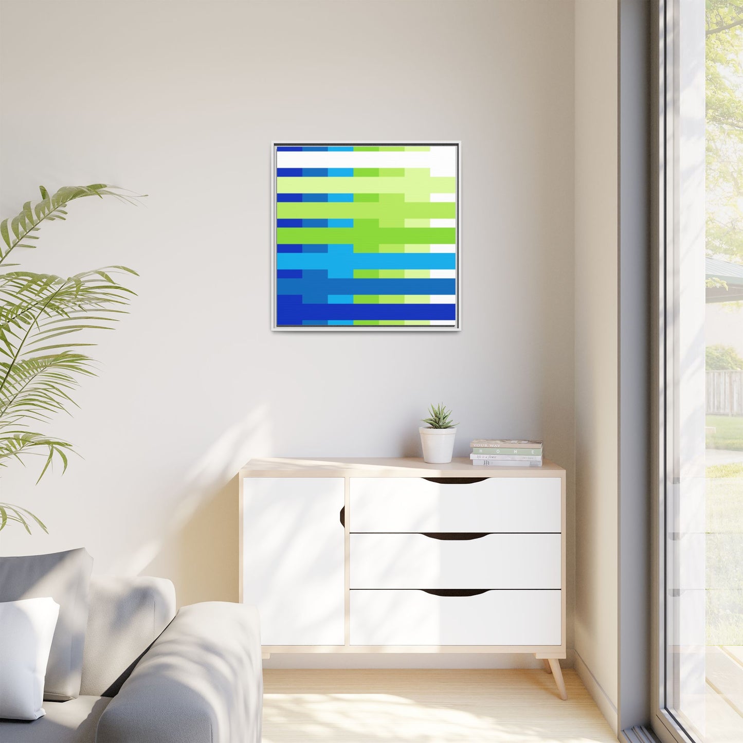 Modern Framed Geometric Canvas Art | Bold Color Meets Clean Framing
