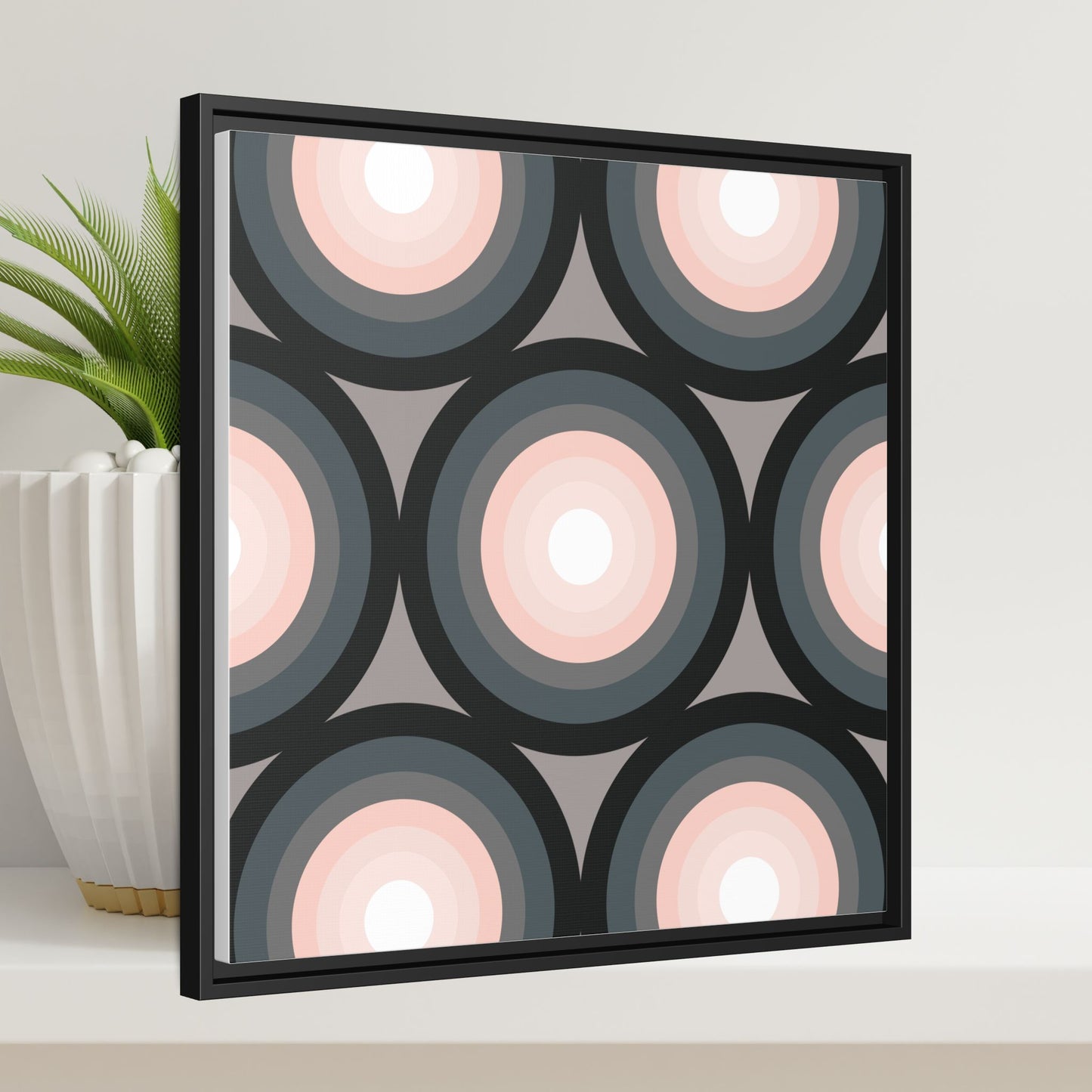 Modern Framed Geometric Canvas Art | Bold Color Meets Clean Framing