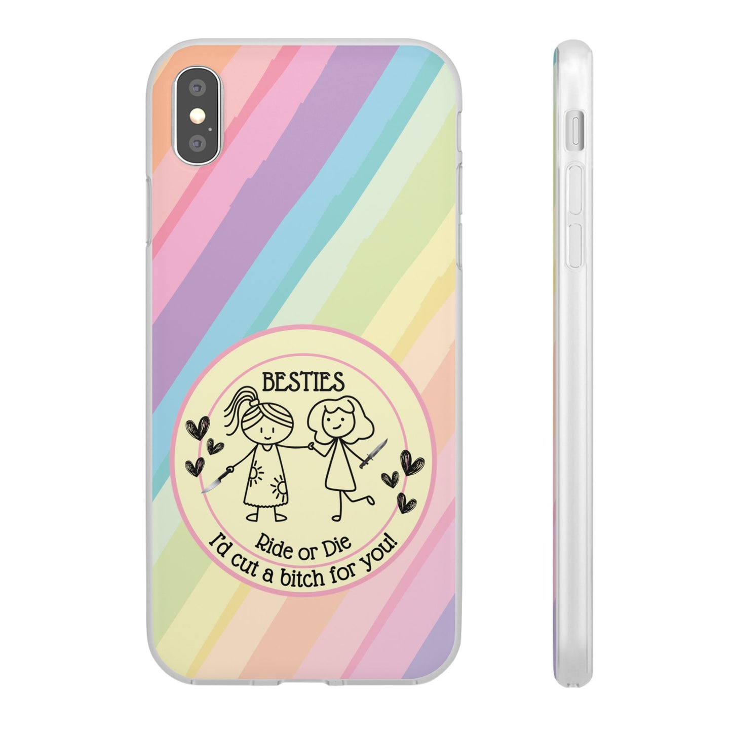 Phone Cases - Pastels Besties Ride or Die | "I'd Cut a Bitch for You"