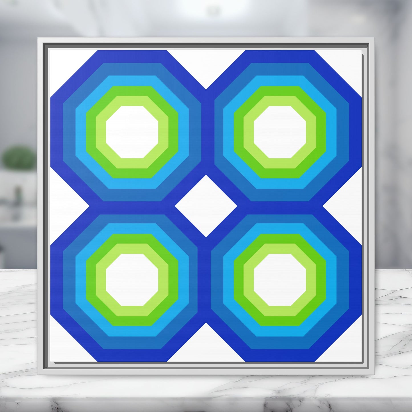Modern Framed Geometric Canvas Art | Bold Color Meets Clean Framing