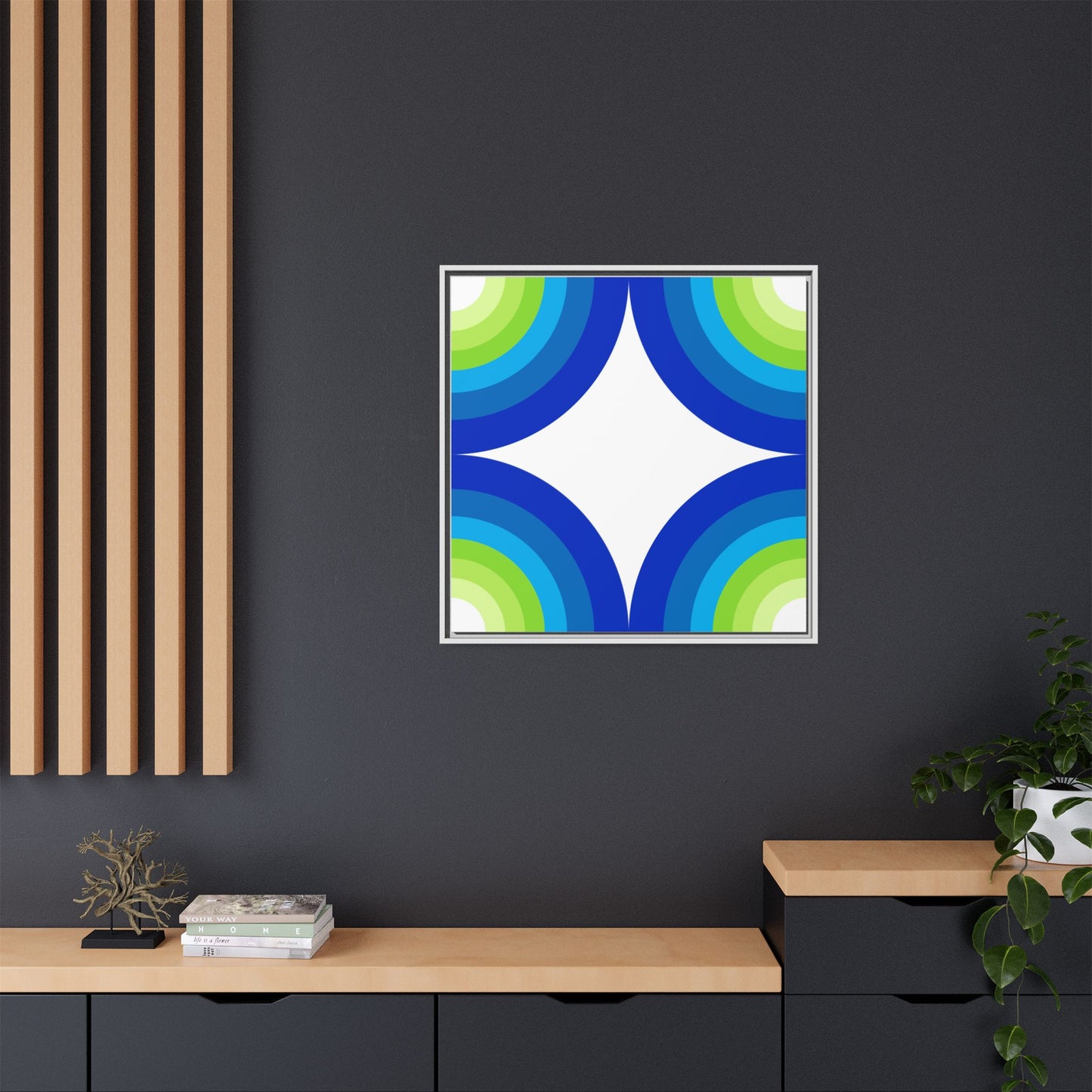 Modern Framed Geometric Canvas Art | Bold Color Meets Clean Framing