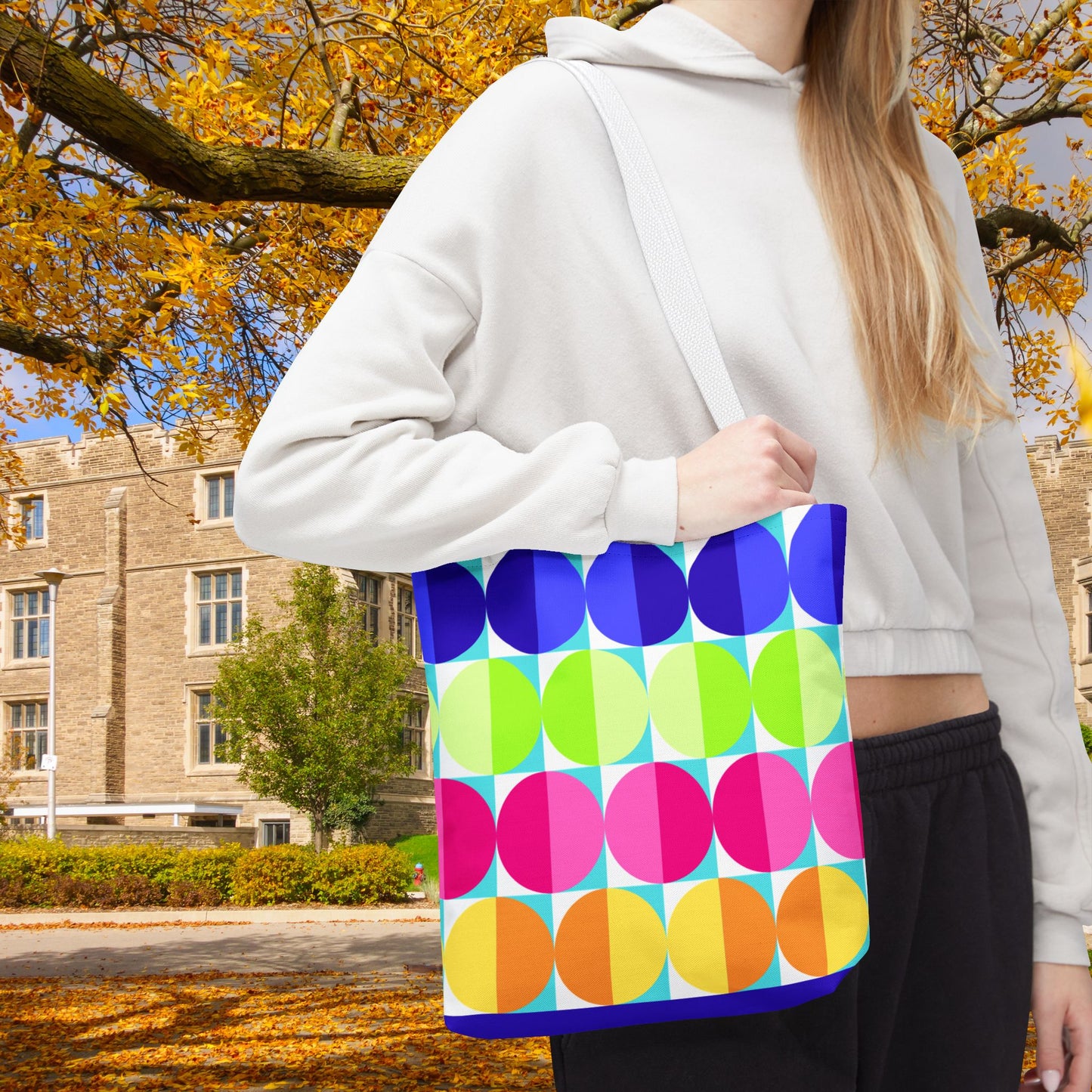 Geometric Art XXI Tote Bag – 3 sizes | Bold lines. Vivid color. Retro with a modern twist.