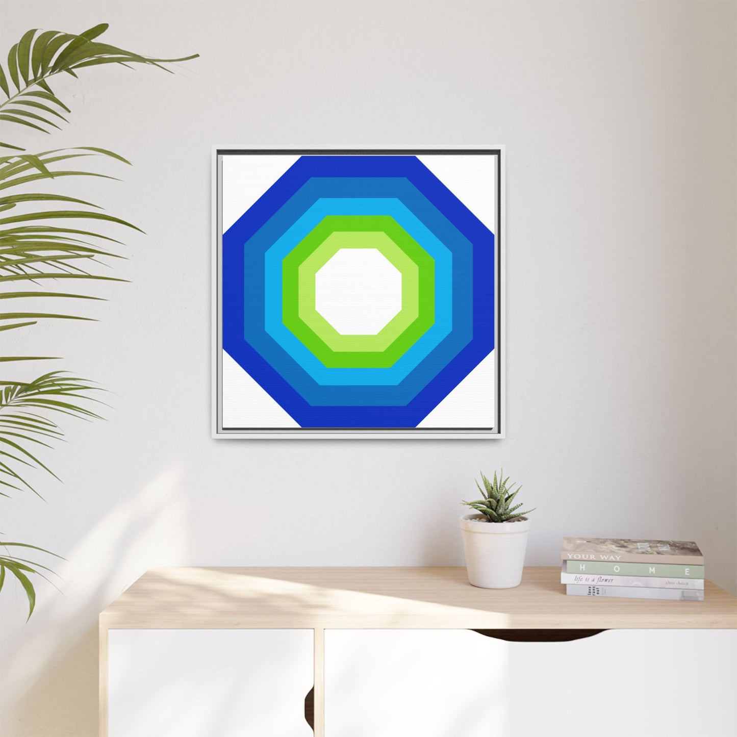 Modern Framed Geometric Canvas Art | Bold Color Meets Clean Framing