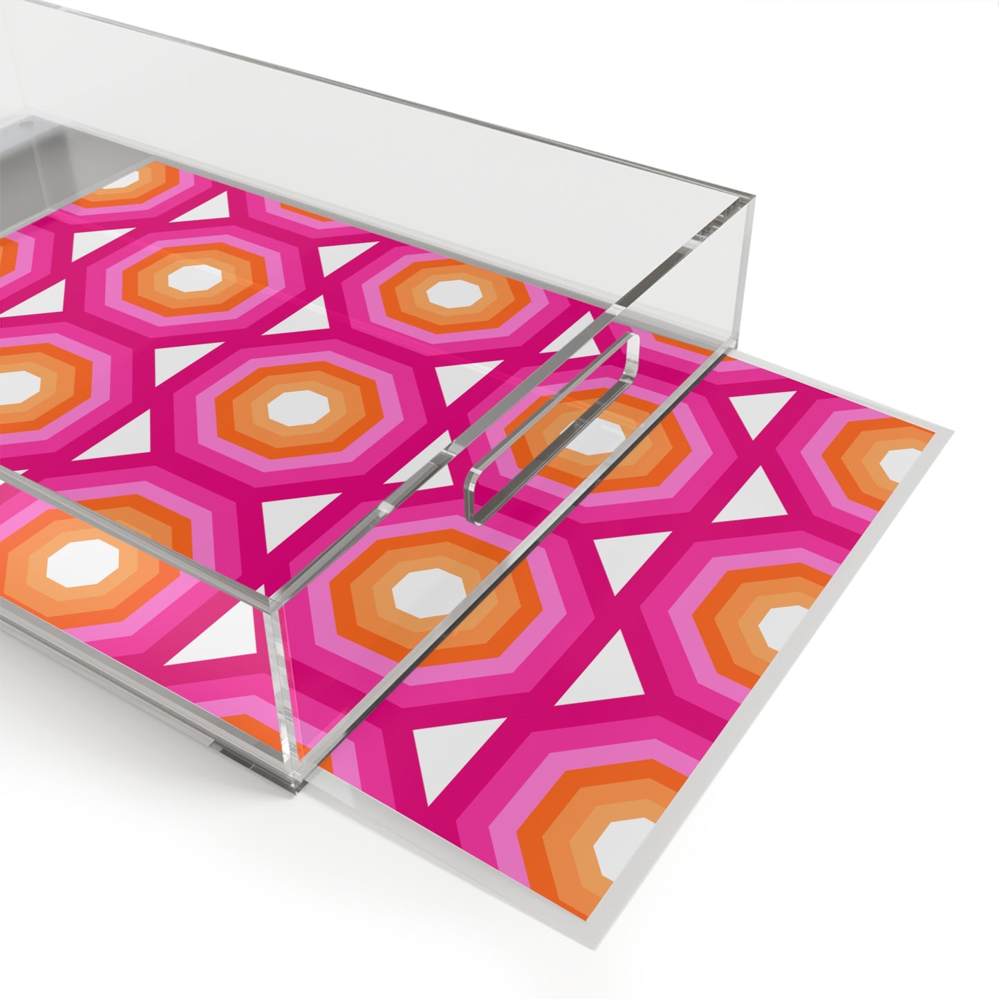 Modern Acrylic Tray with Bold Geometric Artwork
