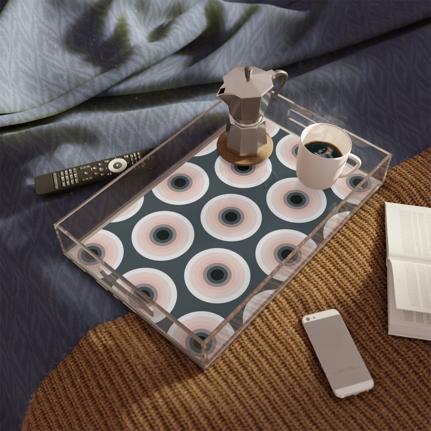 Modern Acrylic Tray with Bold Geometric Artwork