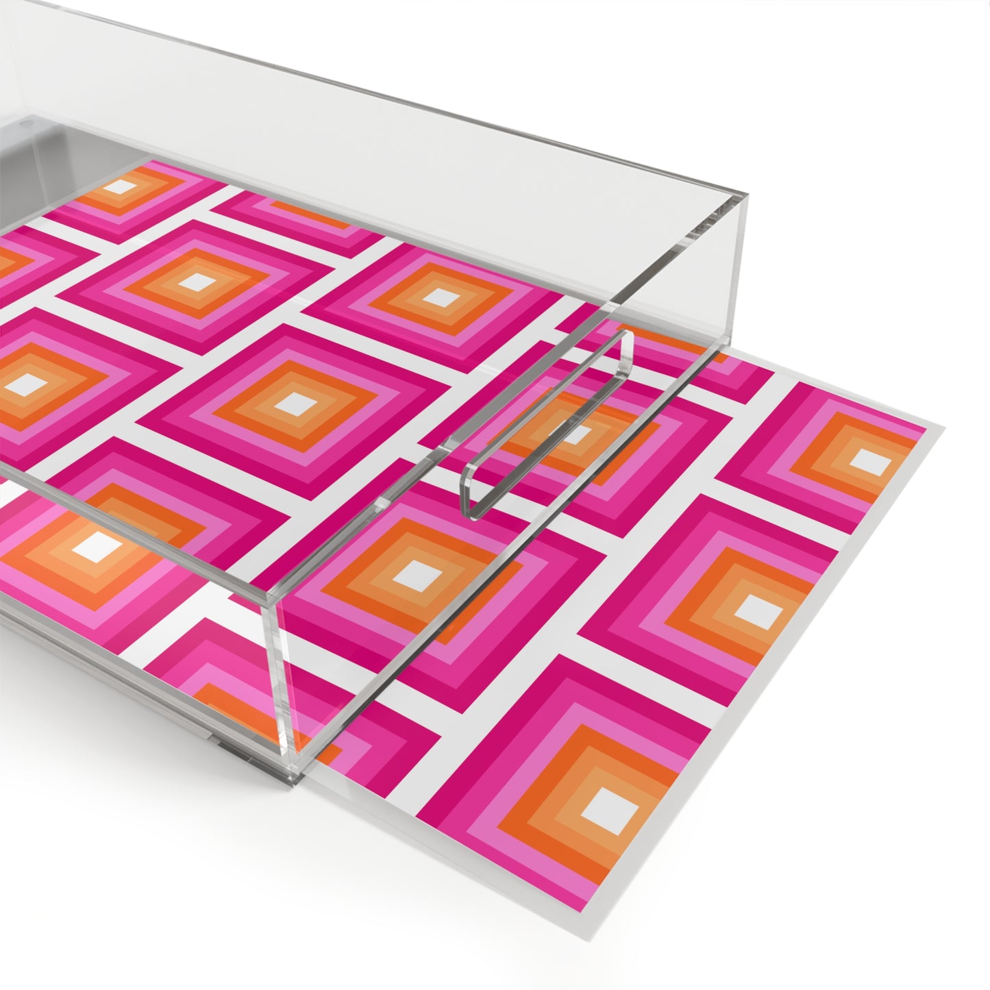 Modern Acrylic Tray with Bold Geometric Artwork