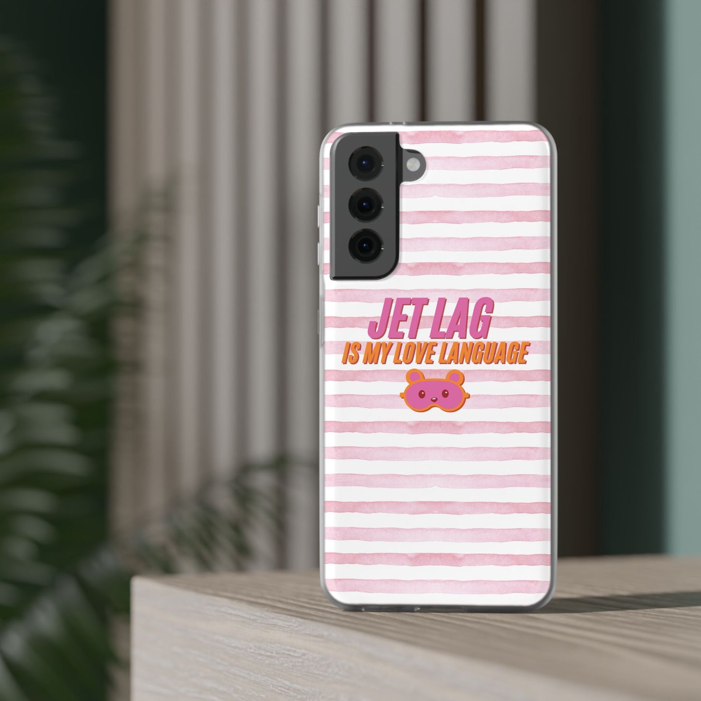 Phone Case - Jetlag is My Love Language Pink Stripe Flexi Case