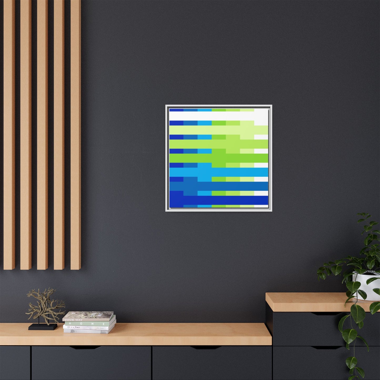 Modern Framed Geometric Canvas Art | Bold Color Meets Clean Framing