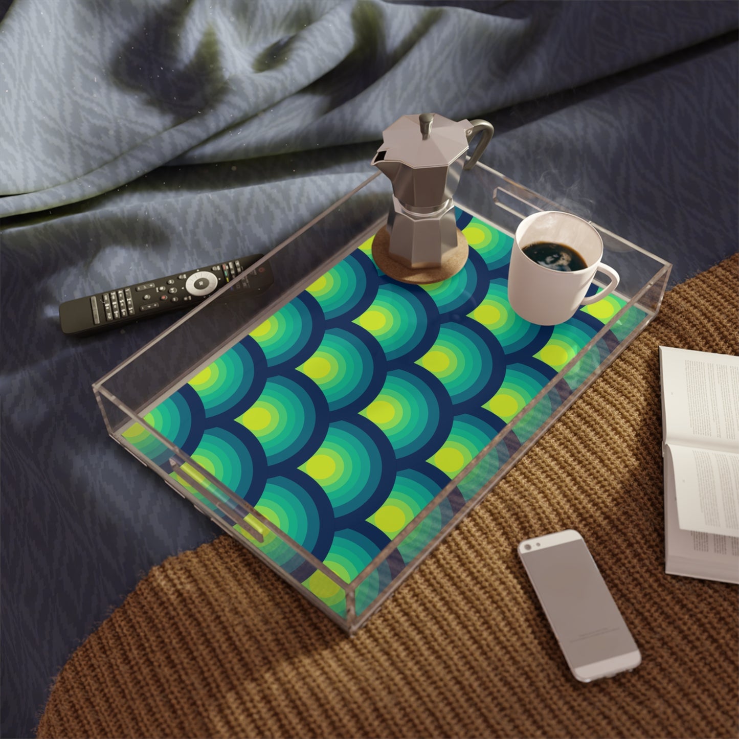 Modern Acrylic Tray with Bold Geometric Artwork