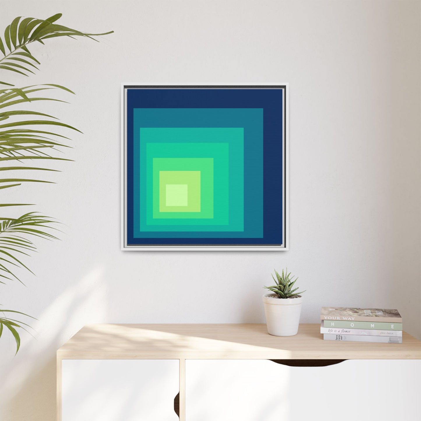 Modern Framed Geometric Canvas Art | Bold Color Meets Clean Framing