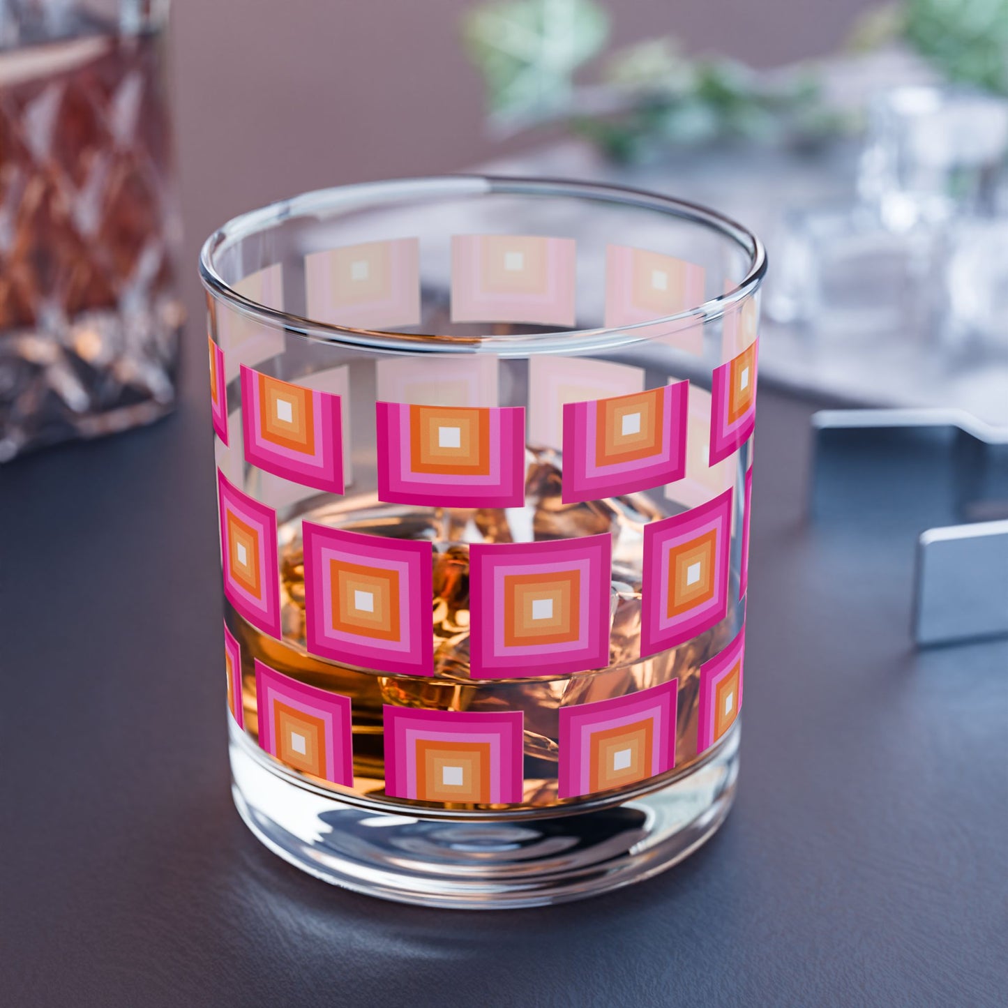 Vibrant Modern Retro Rocks Glass – 10oz