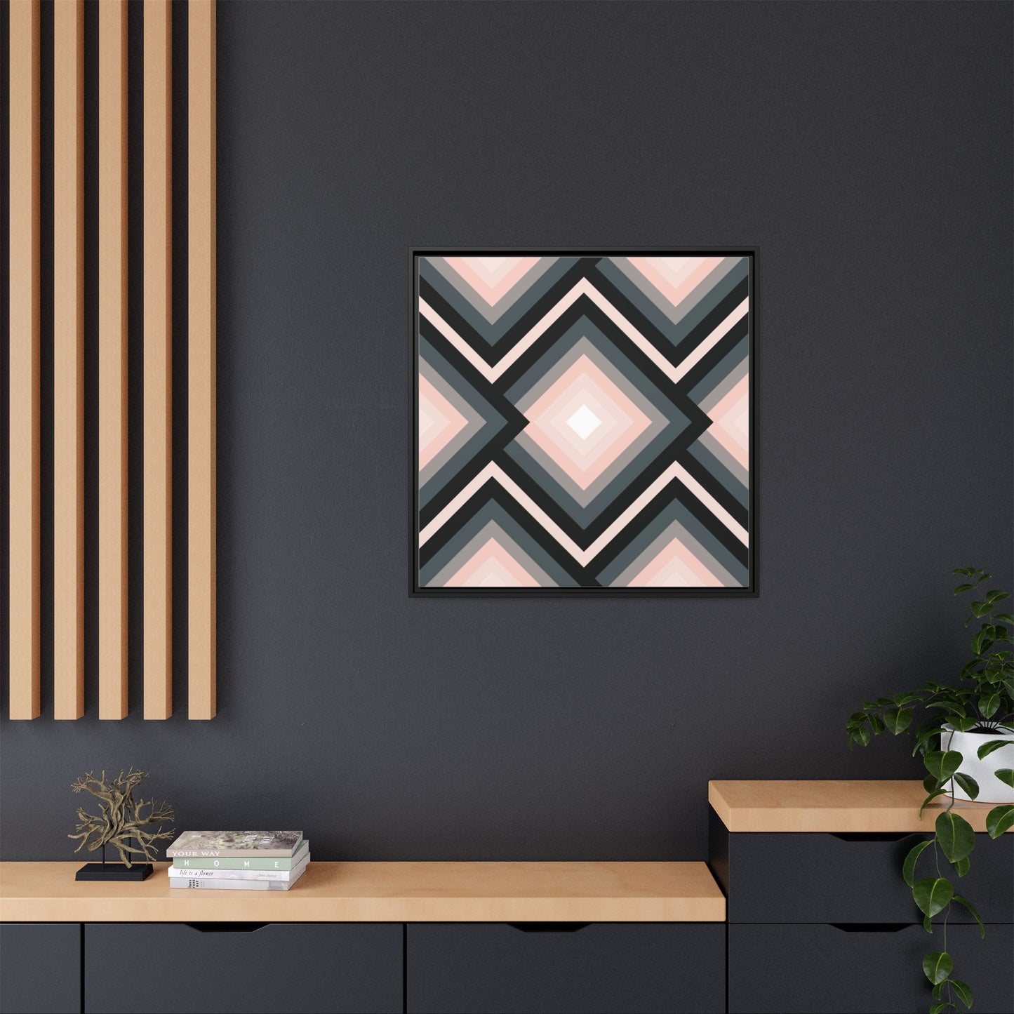 Modern Framed Geometric Canvas Art | Bold Color Meets Clean Framing