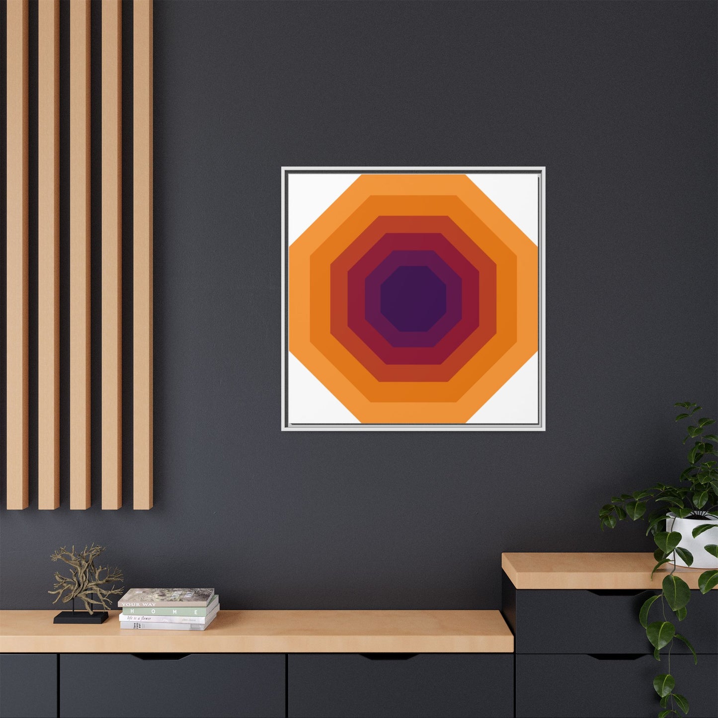 Modern Framed Geometric Canvas Art | Bold Color Meets Clean Framing