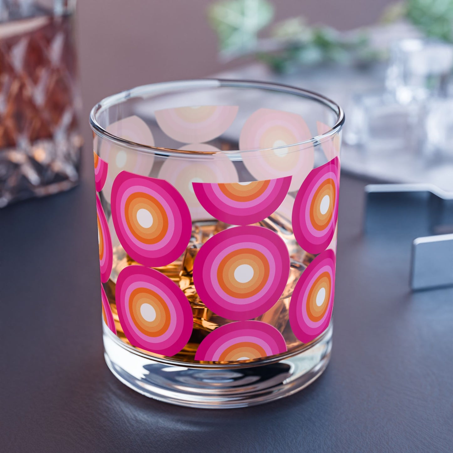 Vibrant Modern Retro Rocks Glass – 10oz