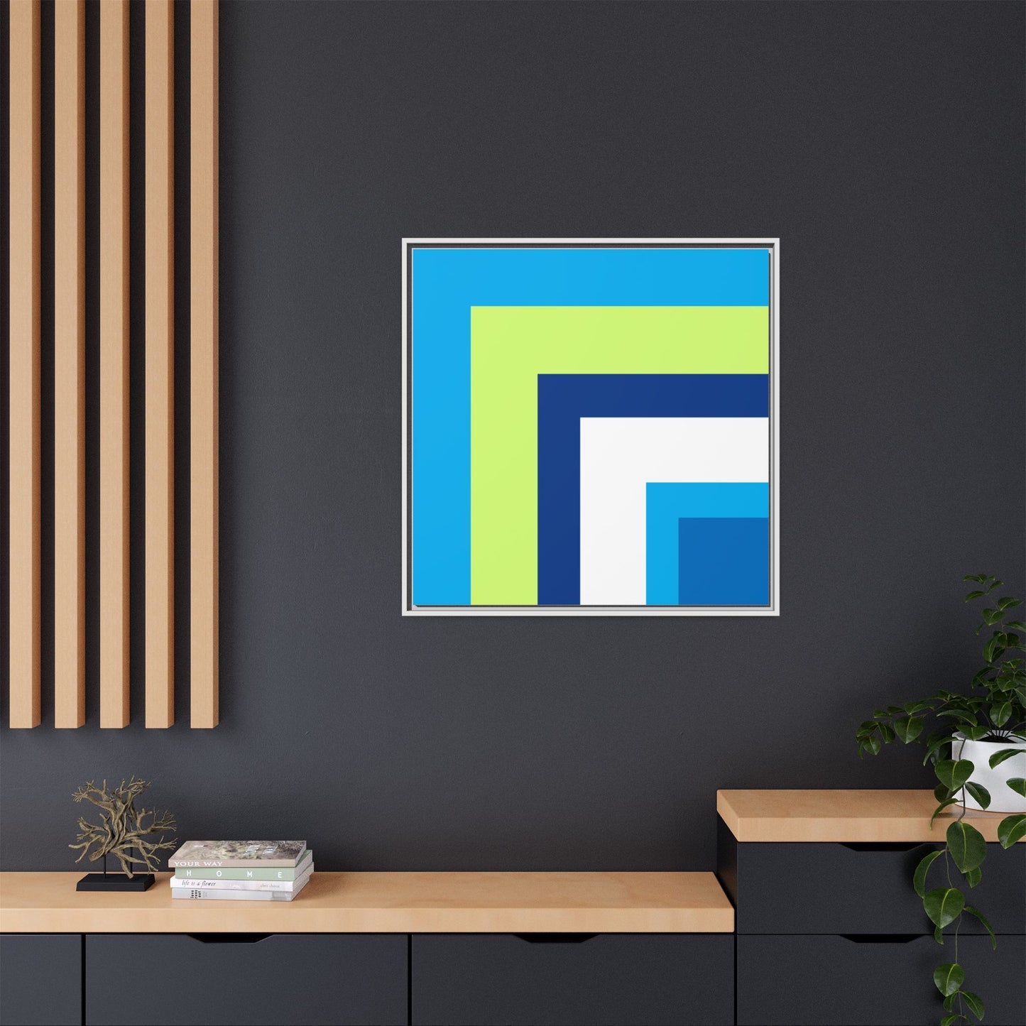 Modern Framed Geometric Canvas Art | Bold Color Meets Clean Framing