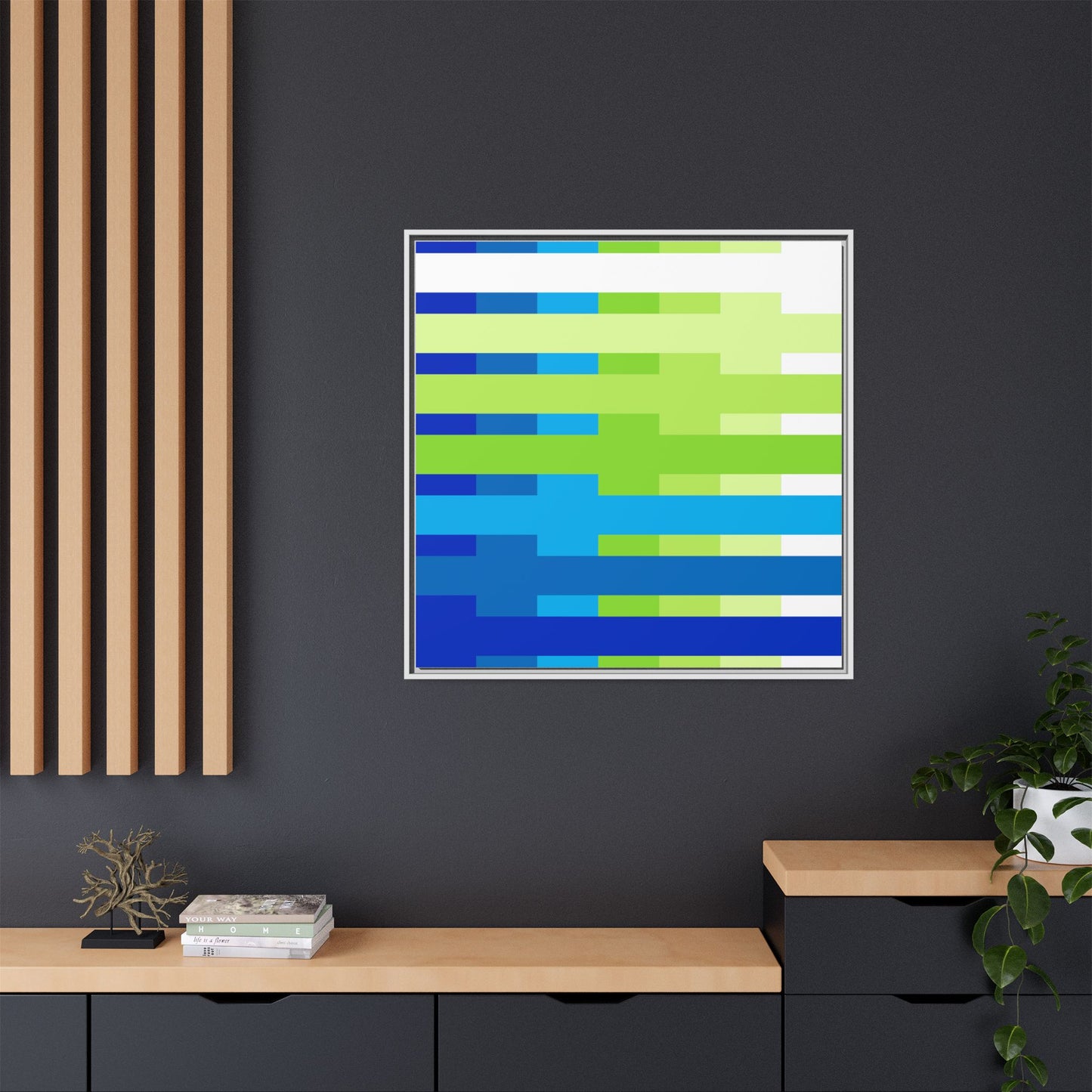 Modern Framed Geometric Canvas Art | Bold Color Meets Clean Framing