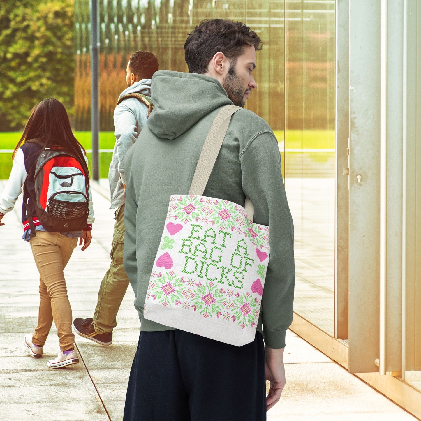 Funny Tote Bag | "Eat a Bag of Dicks" | Humorous Gift, Quirky 18x18 Unique Tote