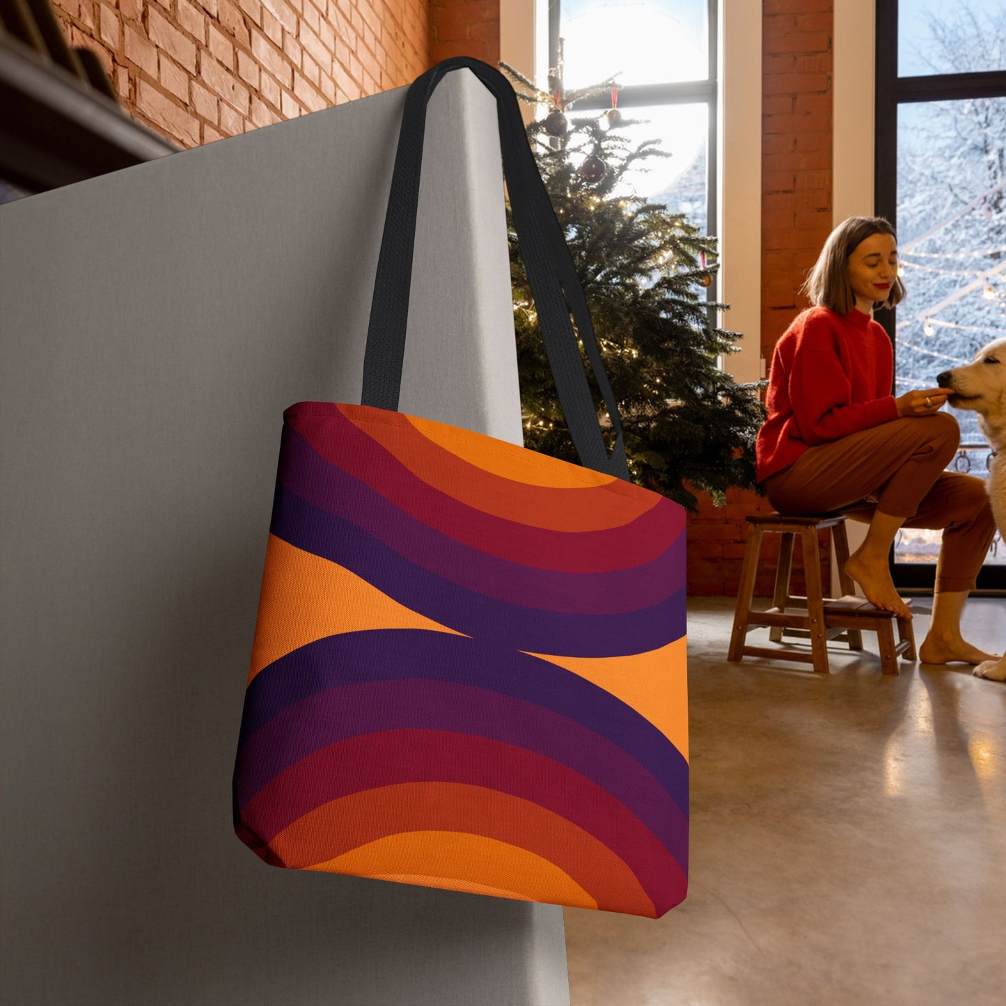 Geometric Art Tote Bag – 3 sizes | Bold lines. Vivid color. Retro with a modern twist.