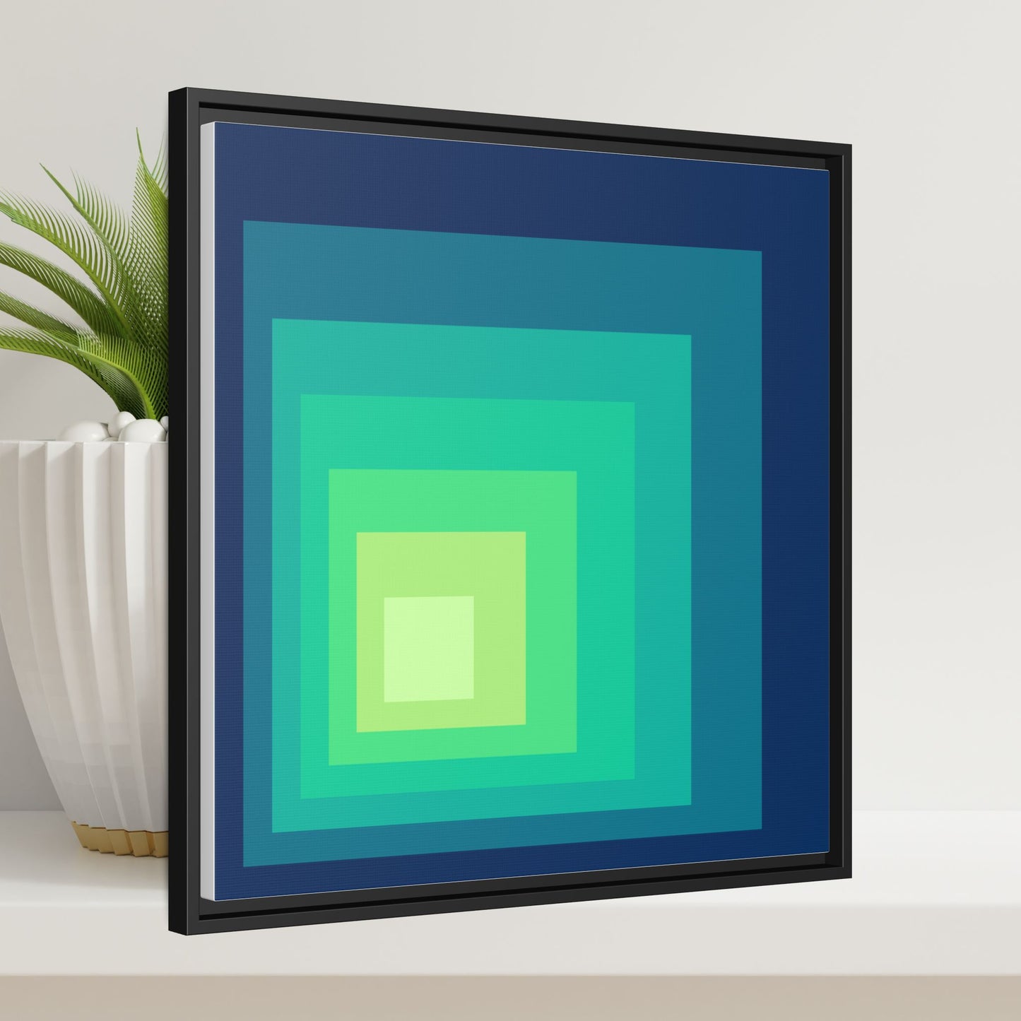 Modern Framed Geometric Canvas Art | Bold Color Meets Clean Framing