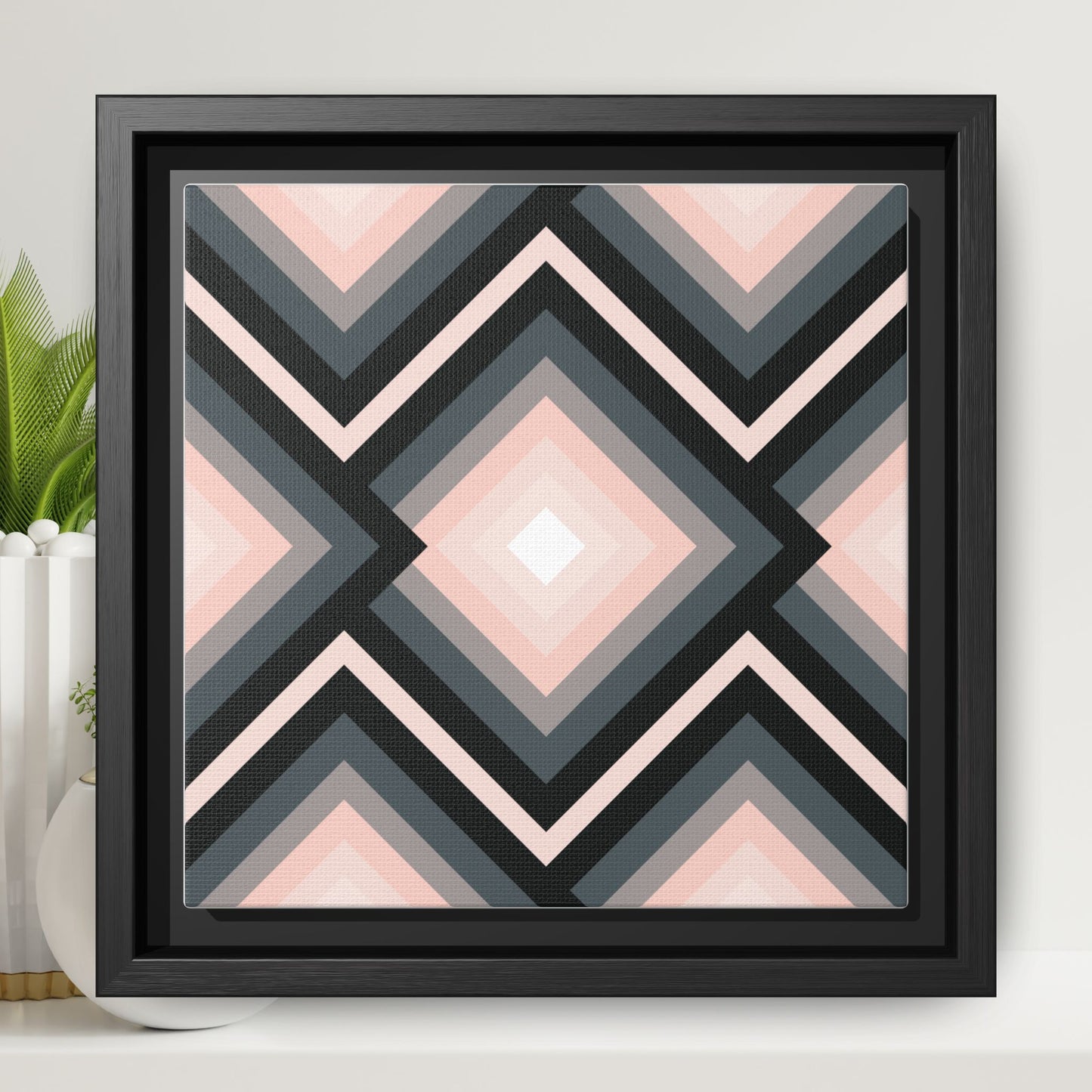 Modern Framed Geometric Canvas Art | Bold Color Meets Clean Framing