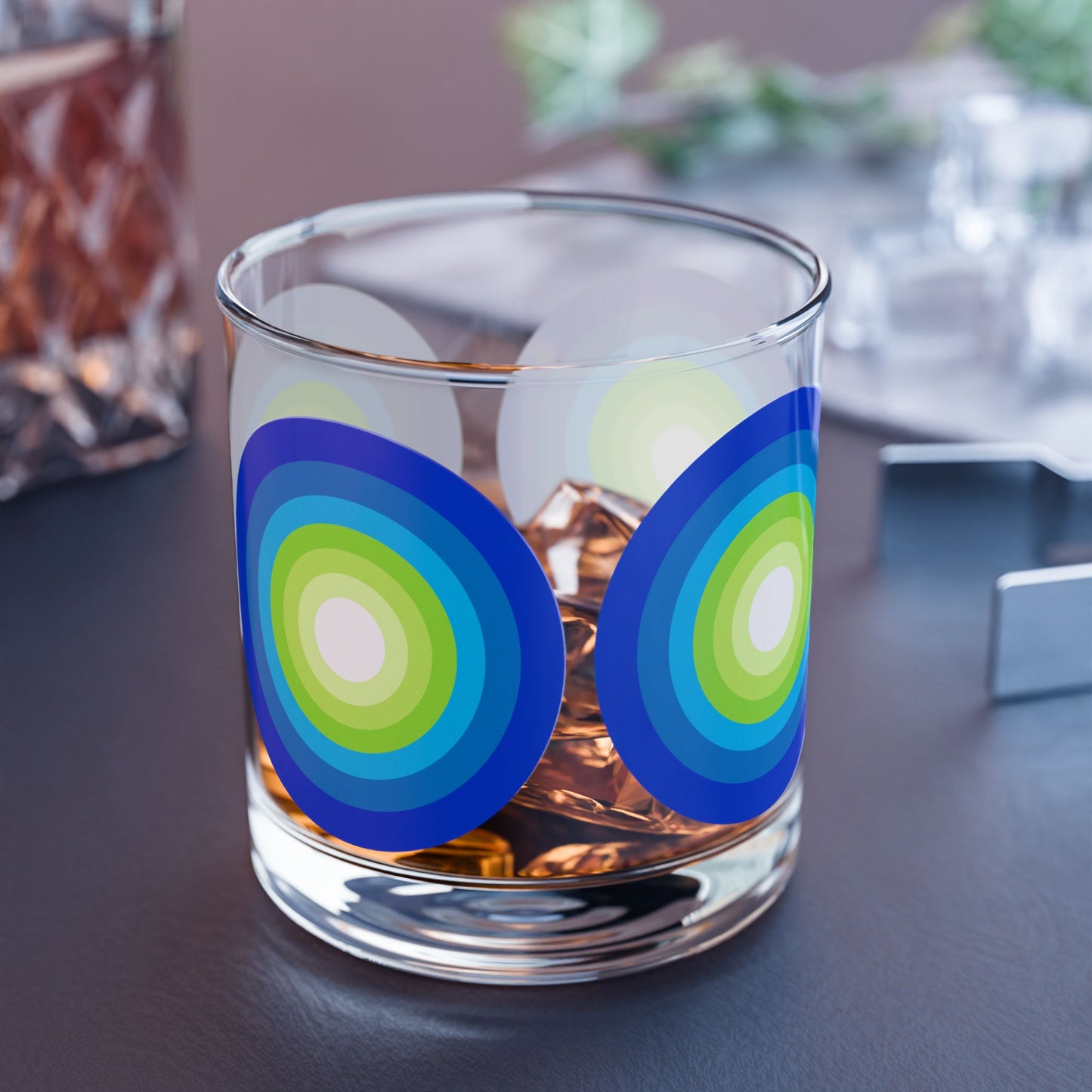 Vibrant Modern Retro Rocks Glass – 10oz