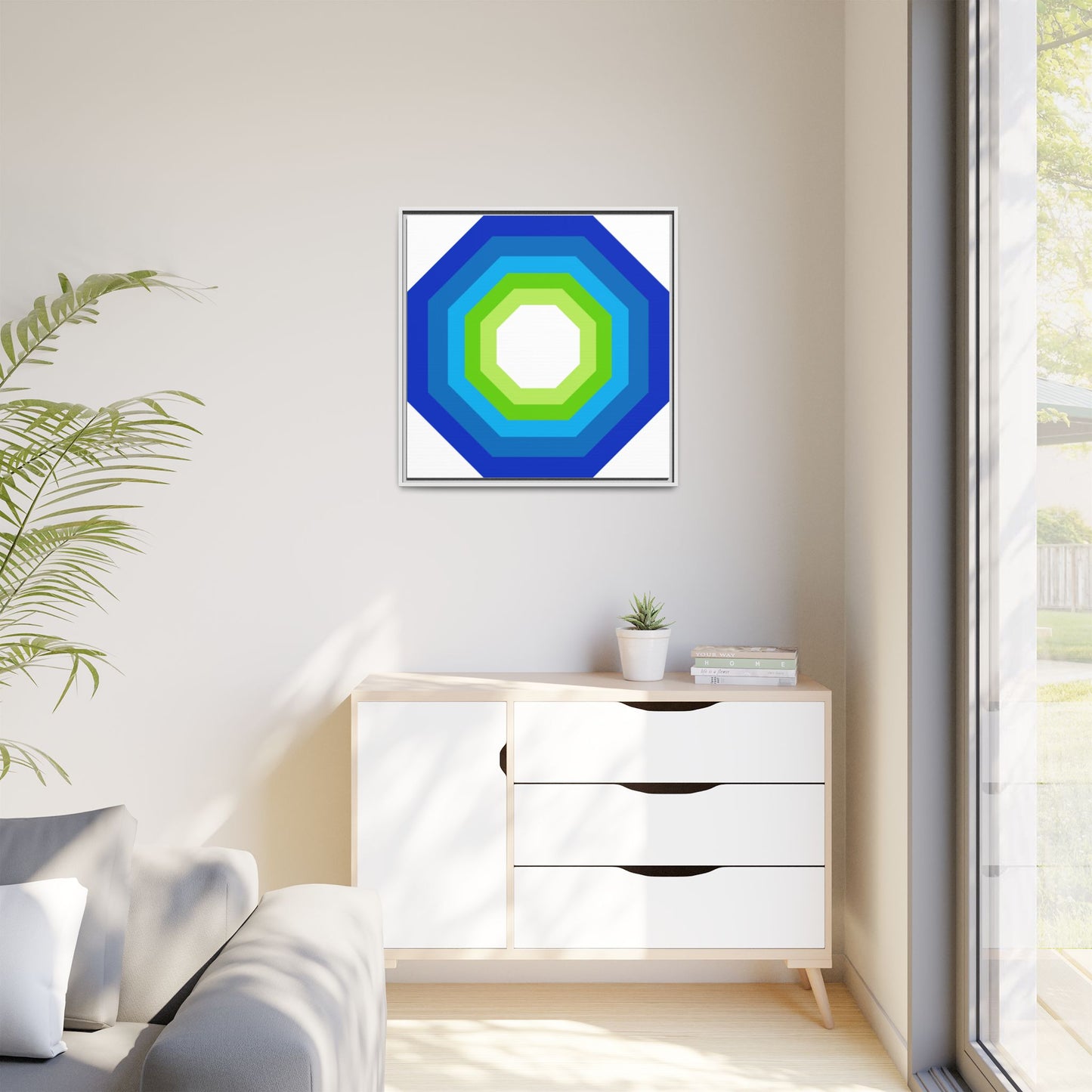 Modern Framed Geometric Canvas Art | Bold Color Meets Clean Framing
