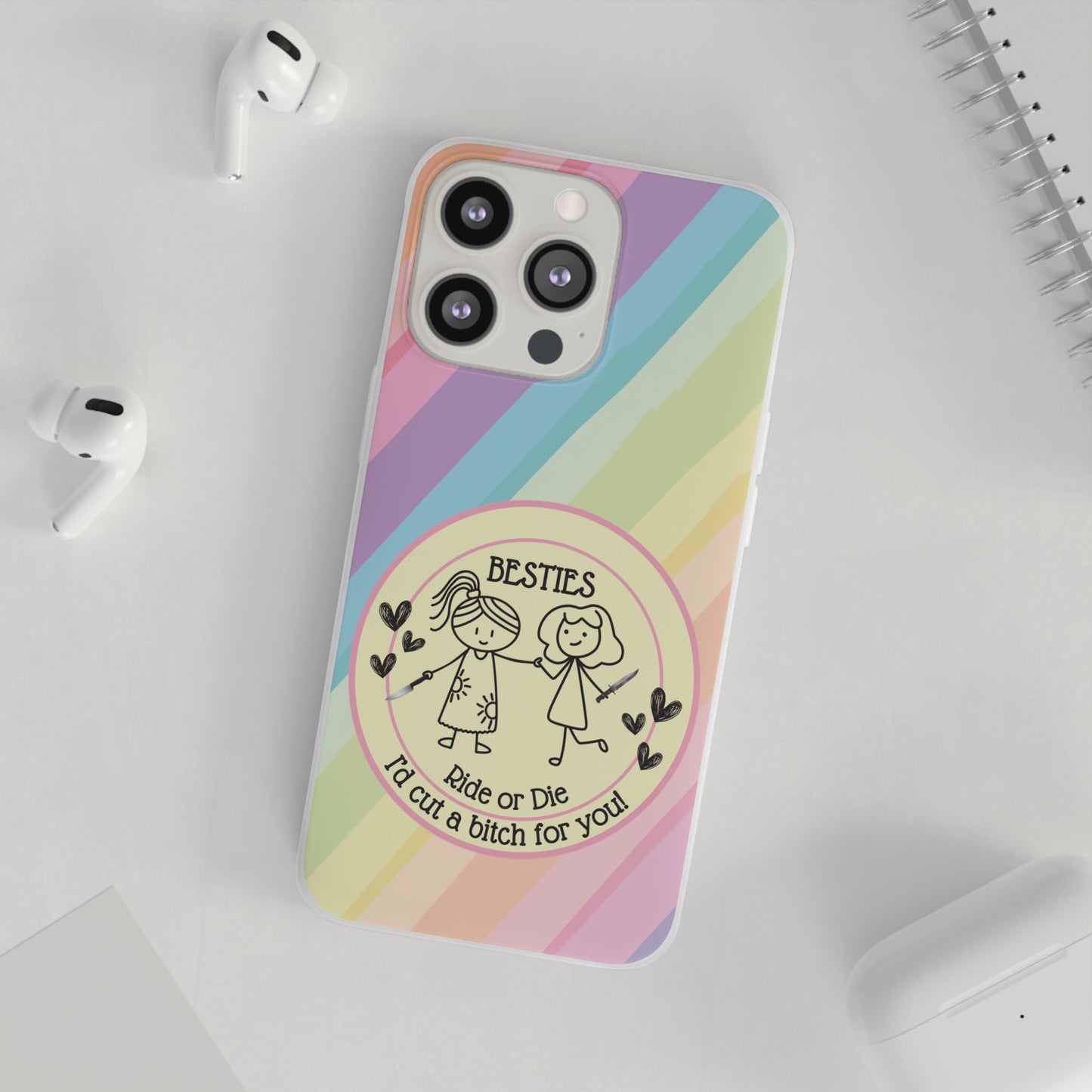 Phone Cases - Pastels Besties Ride or Die | "I'd Cut a Bitch for You"