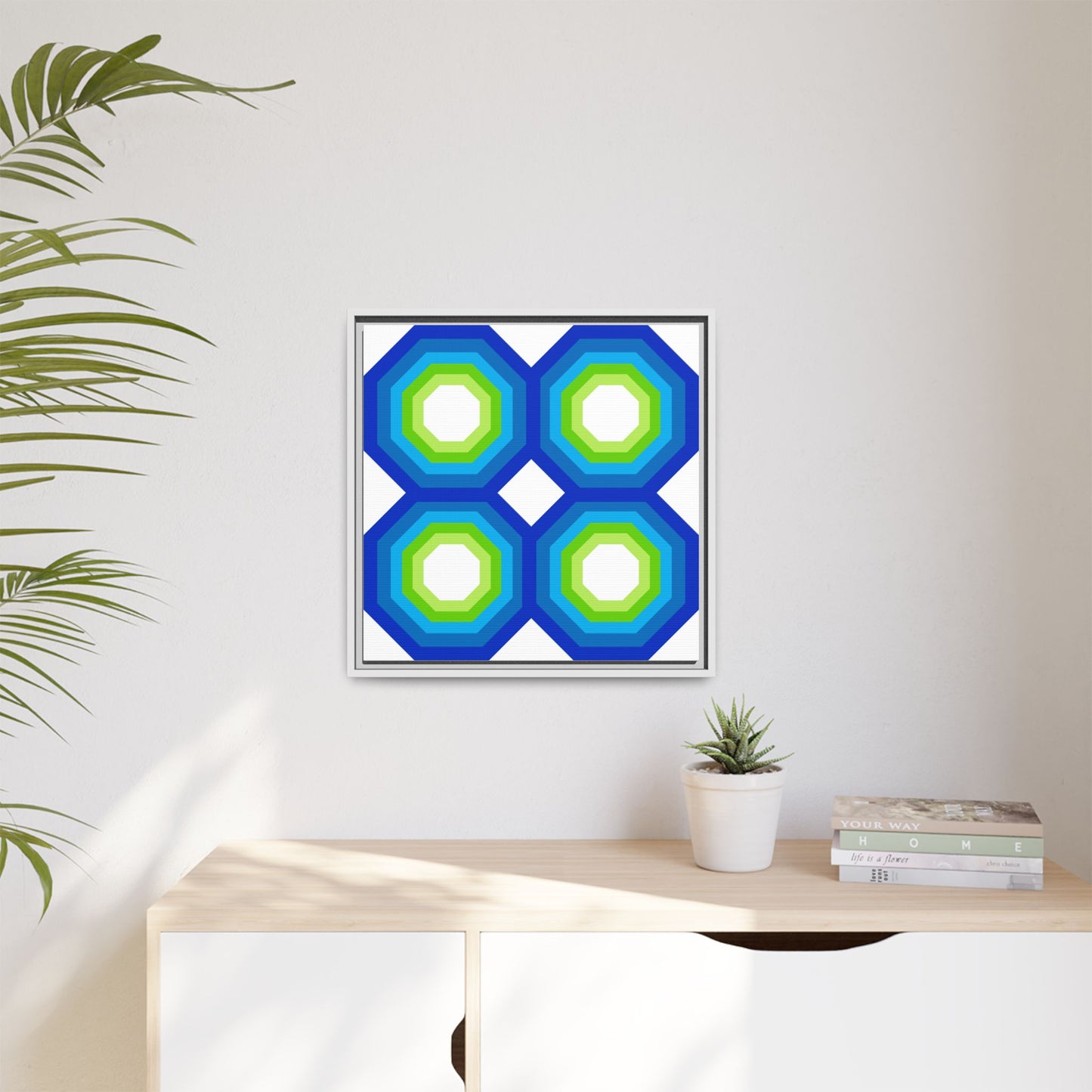 Modern Framed Geometric Canvas Art | Bold Color Meets Clean Framing