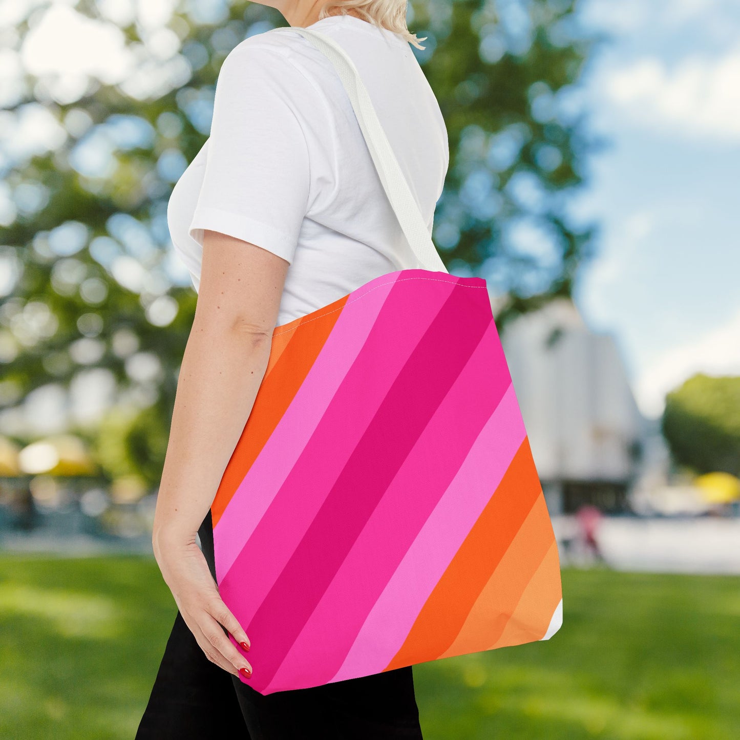 Geometric Art Tote Bag – 3 sizes | Bold lines. Vivid color. Retro with a modern twist.