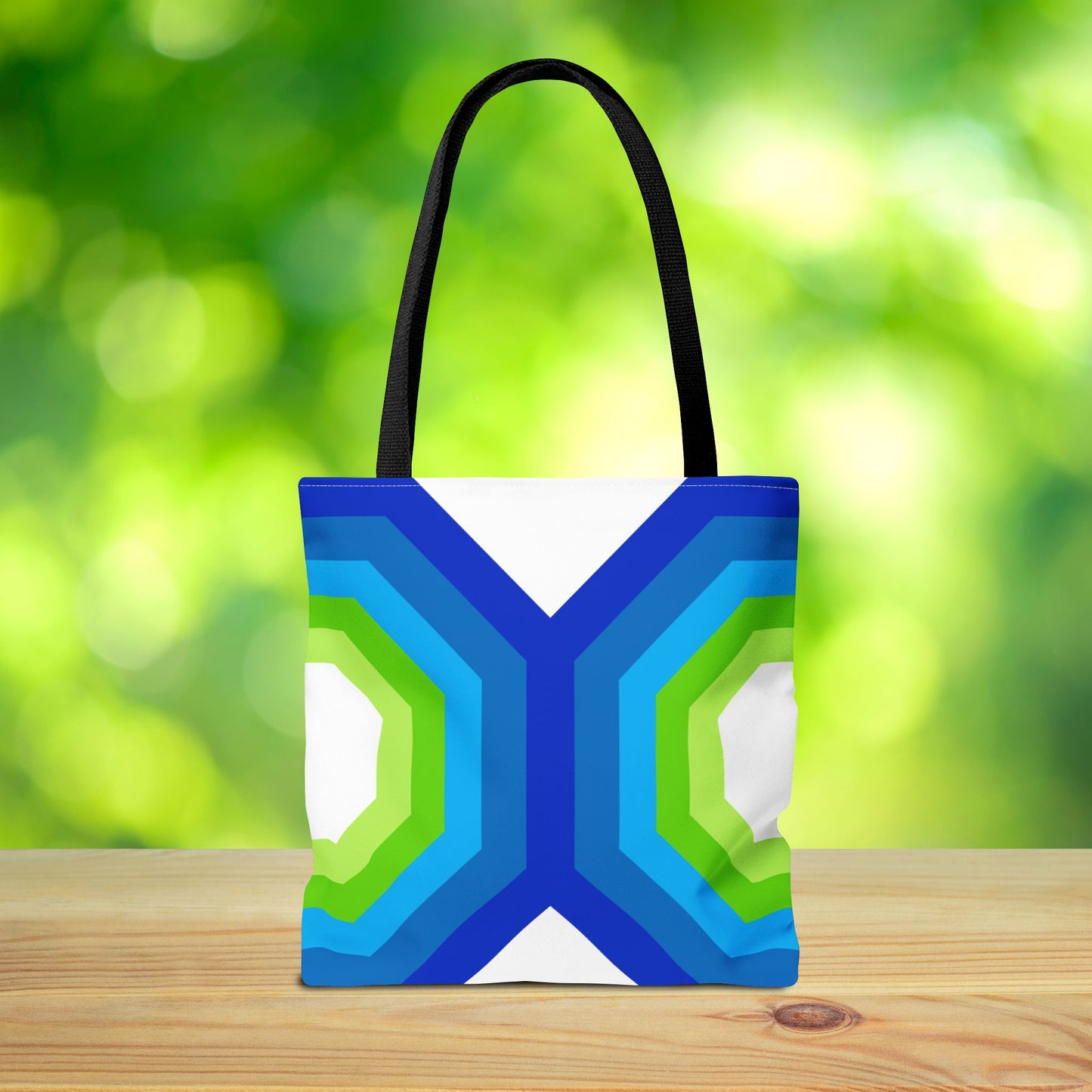 Geometric Art XVI Tote Bag – 3 sizes | Bold lines. Vivid color. Retro with a modern twist.