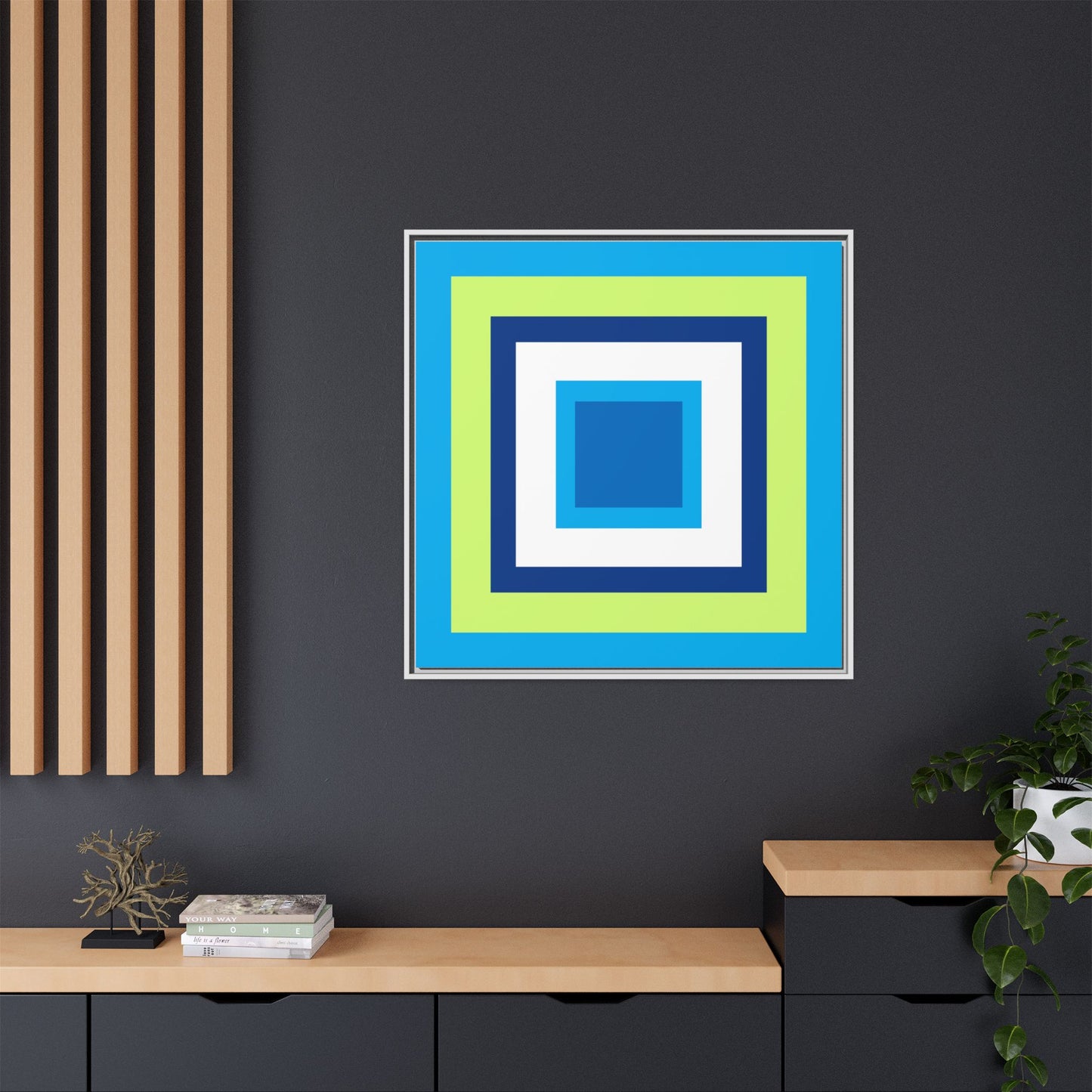 Modern Framed Geometric Canvas Art | Bold Color Meets Clean Framing