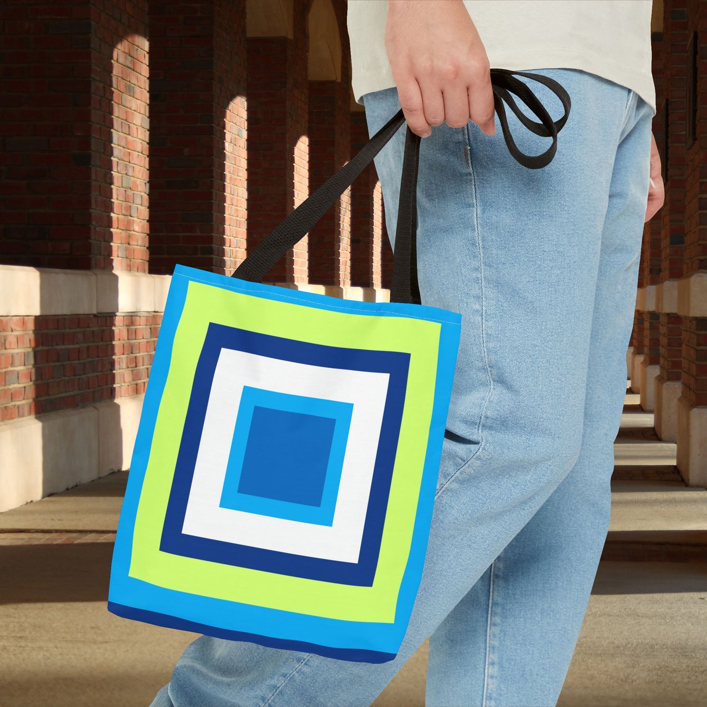 Geometric Art XII Tote Bag – 3 sizes | Bold lines. Vivid color. Retro with a modern twist.