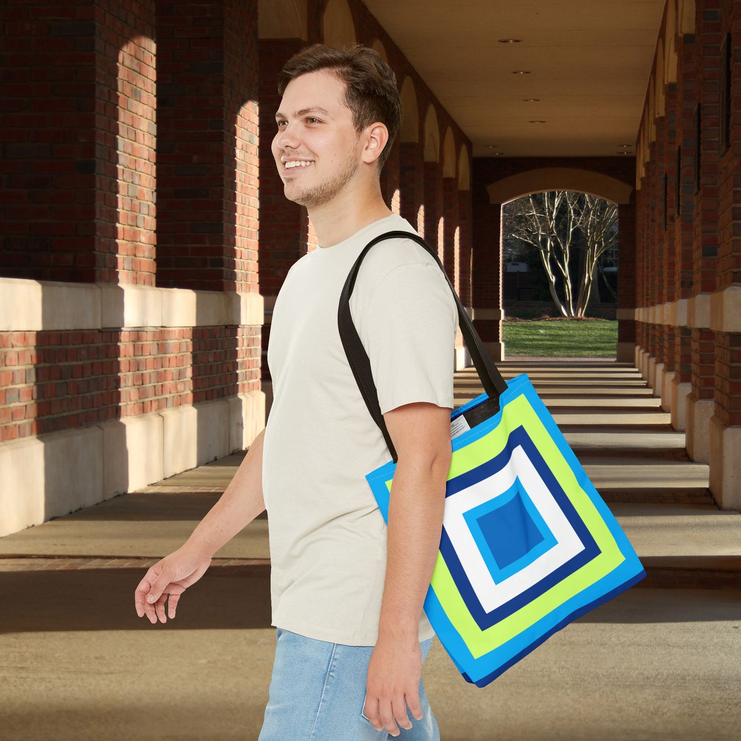 Geometric Art XII Tote Bag – 3 sizes | Bold lines. Vivid color. Retro with a modern twist.