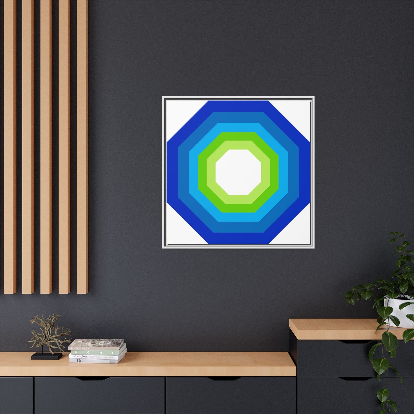 Modern Framed Geometric Canvas Art | Bold Color Meets Clean Framing