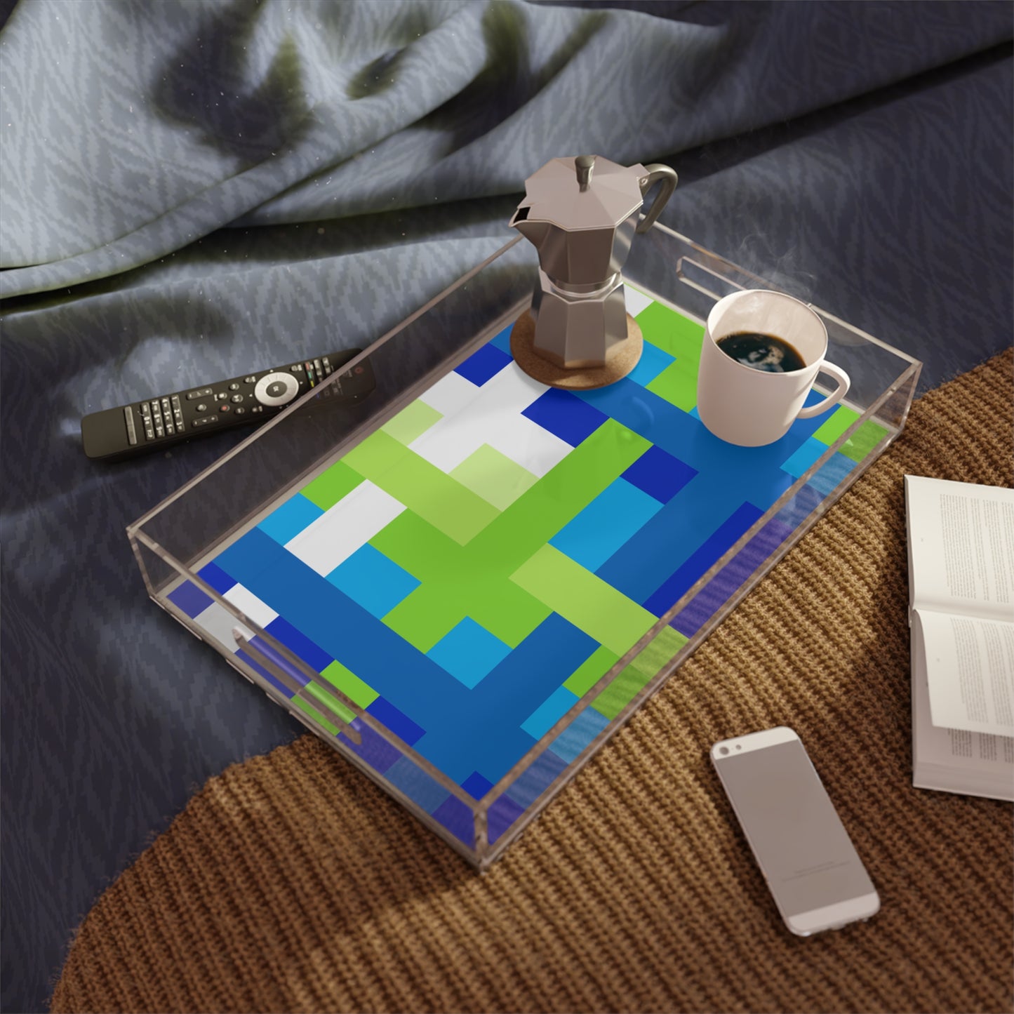 Modern Acrylic Tray with Bold Geometric Artwork