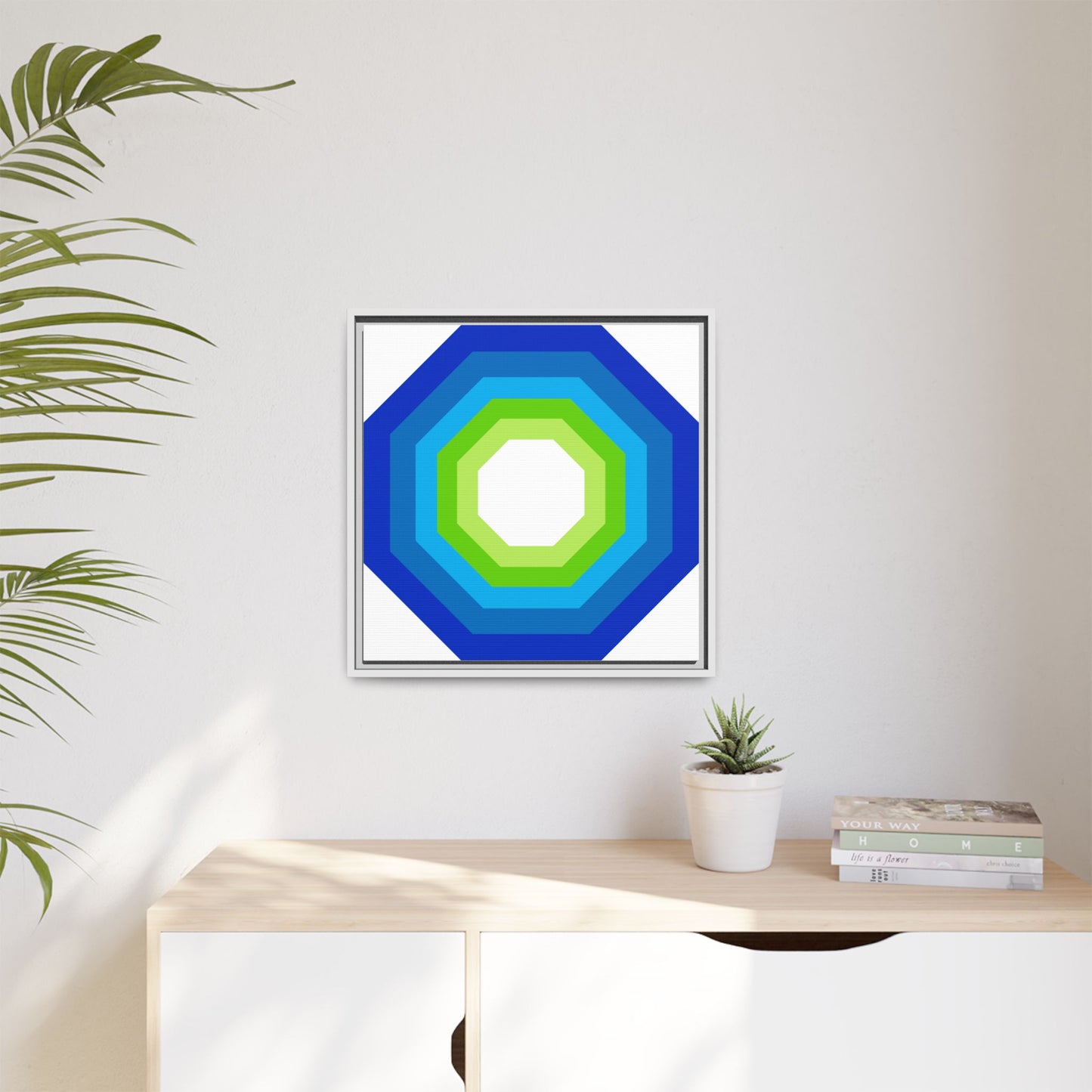 Modern Framed Geometric Canvas Art | Bold Color Meets Clean Framing