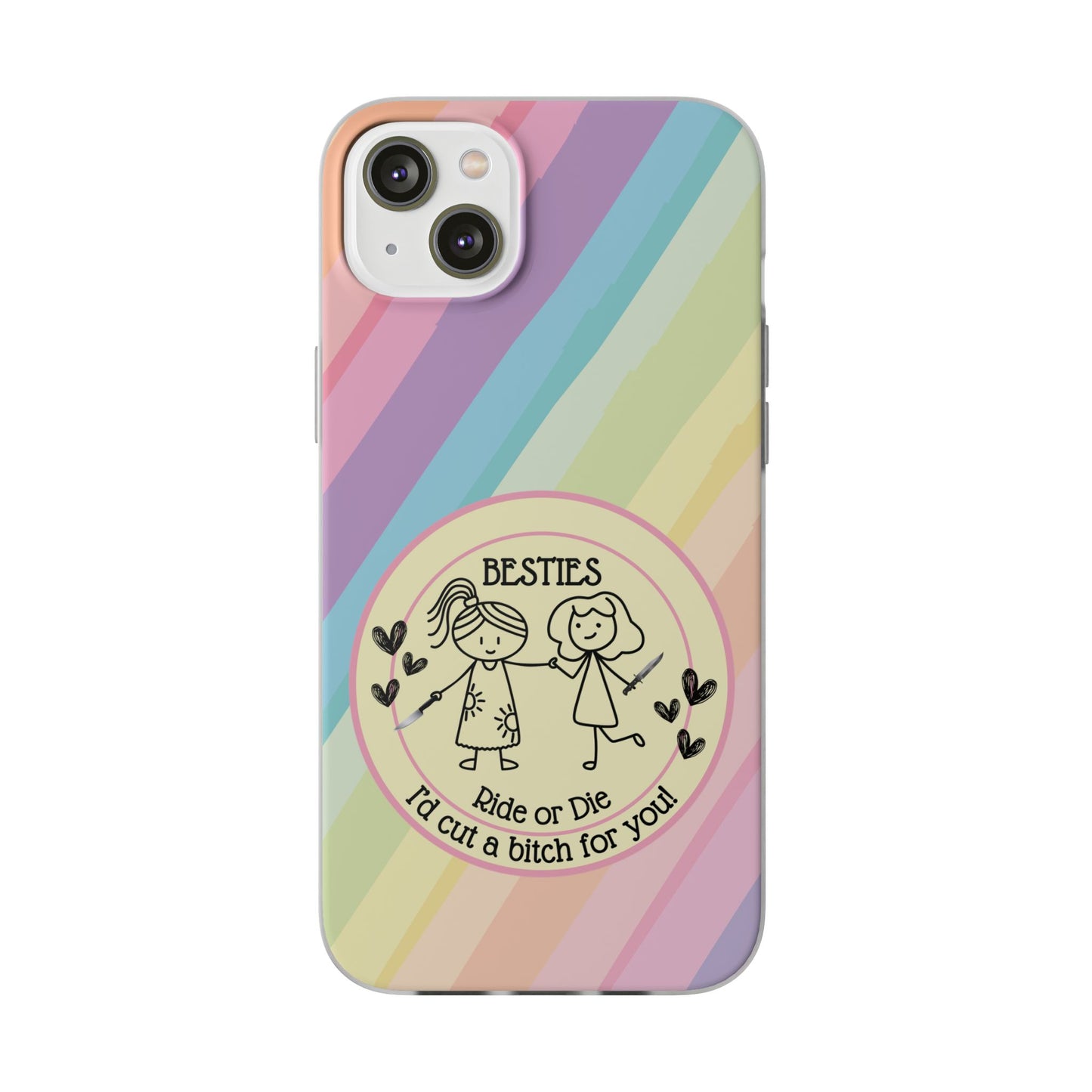 Phone Cases - Pastels Besties Ride or Die | "I'd Cut a Bitch for You"
