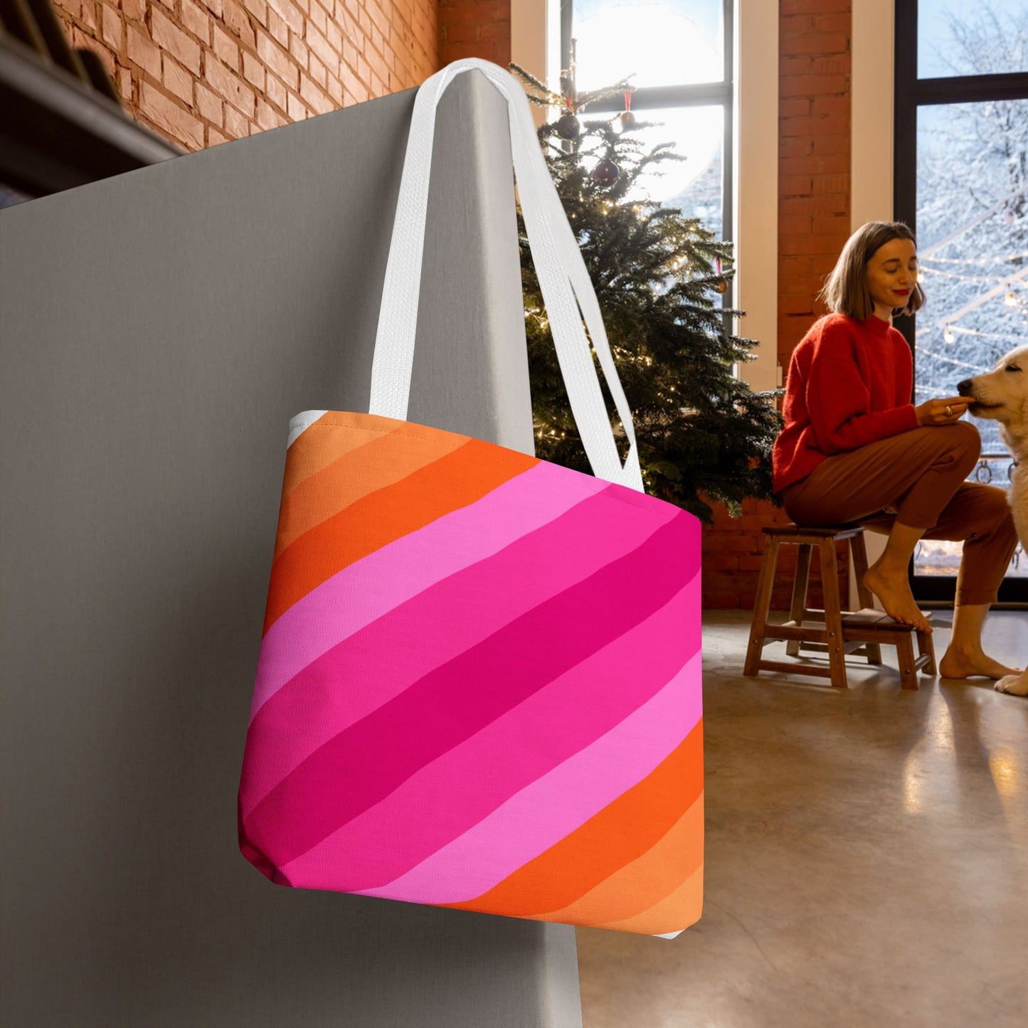 Geometric Art Tote Bag – 3 sizes | Bold lines. Vivid color. Retro with a modern twist.