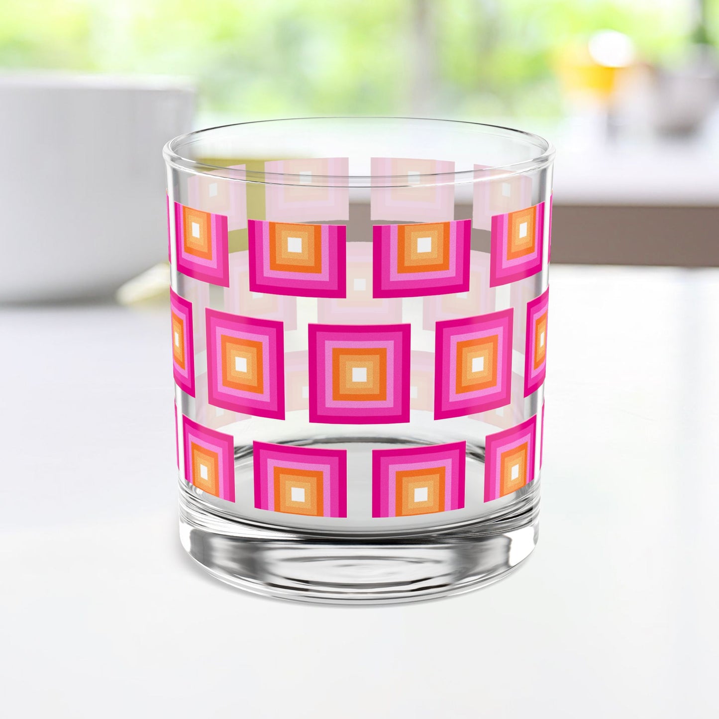 Vibrant Modern Retro Rocks Glass – 10oz