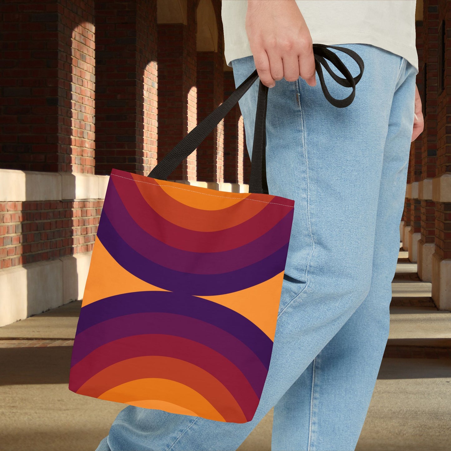 Geometric Art Tote Bag – 3 sizes | Bold lines. Vivid color. Retro with a modern twist.