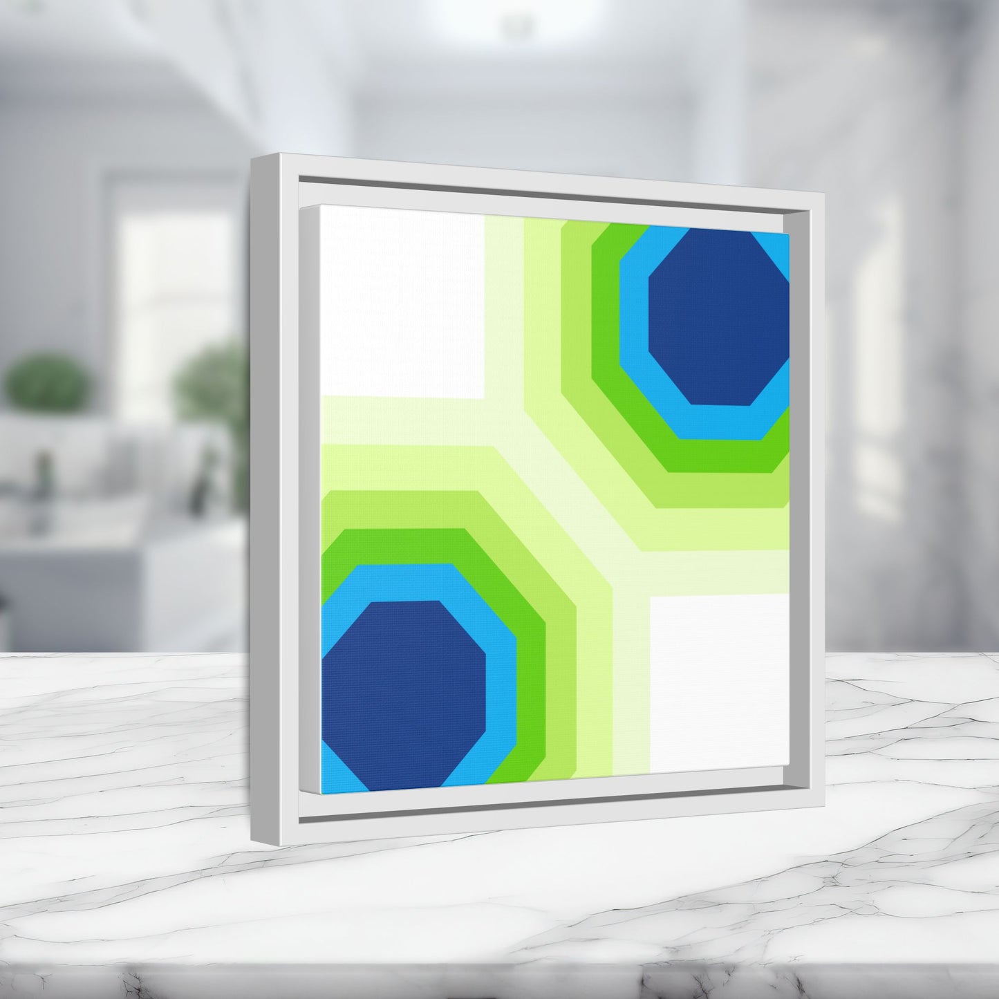 Modern Framed Geometric Canvas Art | Bold Color Meets Clean Framing