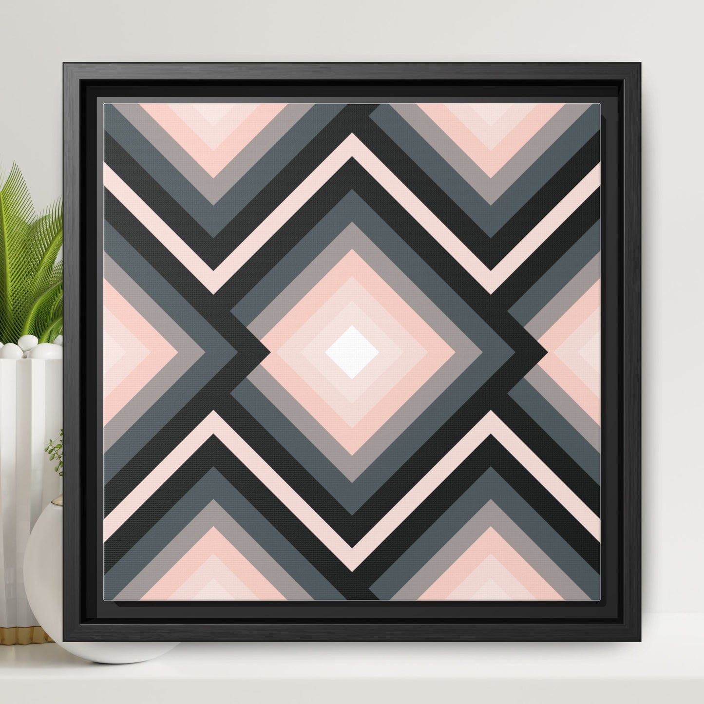 Modern Framed Geometric Canvas Art | Bold Color Meets Clean Framing
