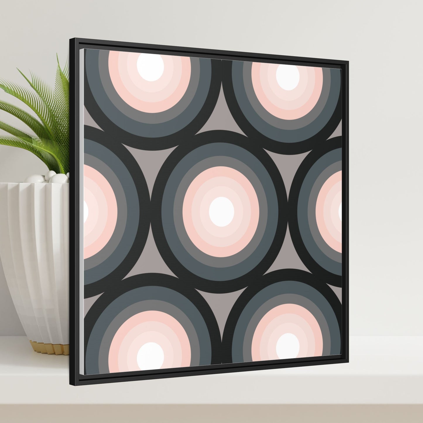 Modern Framed Geometric Canvas Art | Bold Color Meets Clean Framing